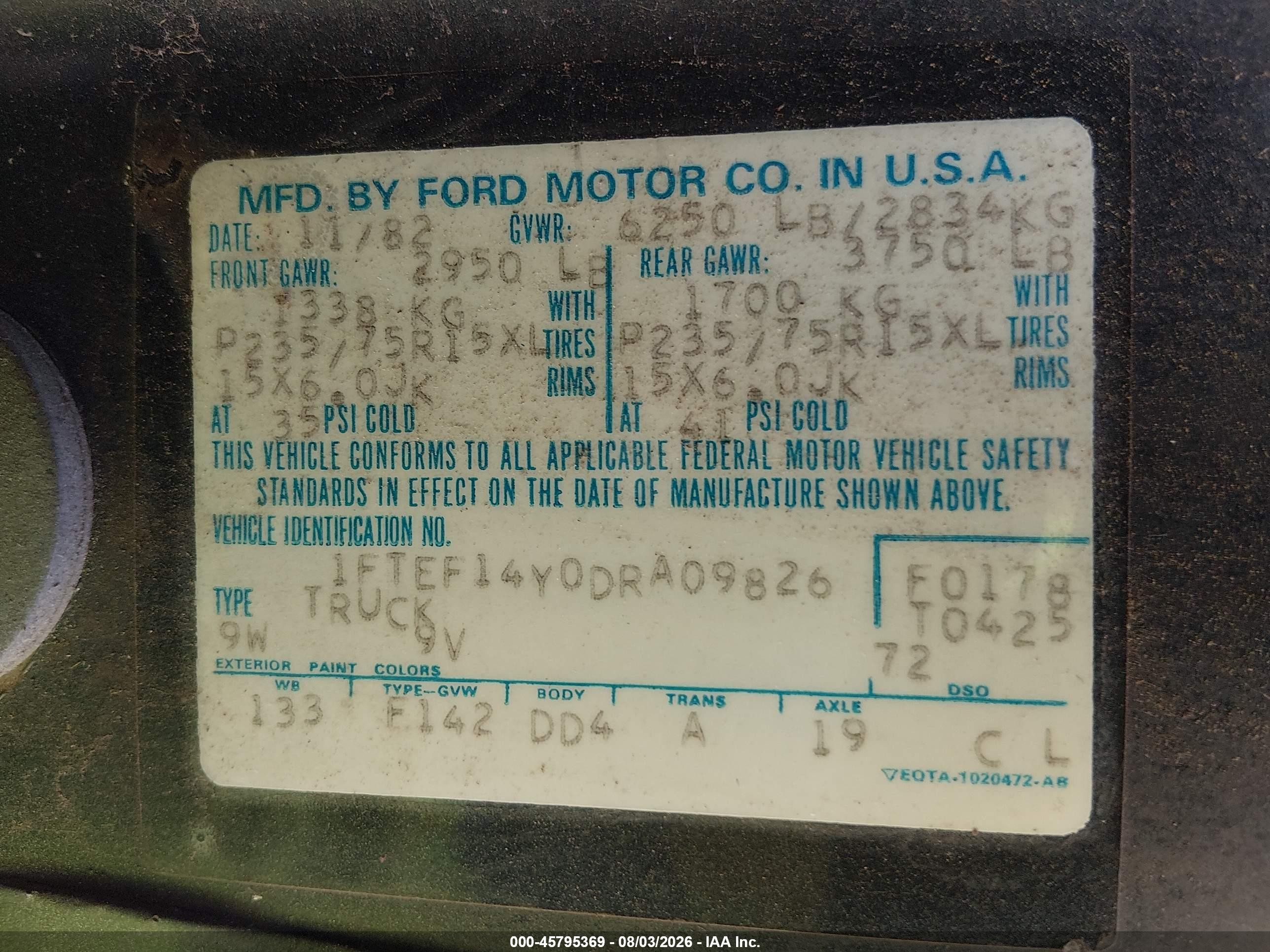 1983 Ford F150   Gray vin: 1FTEF14Y0DRA09826