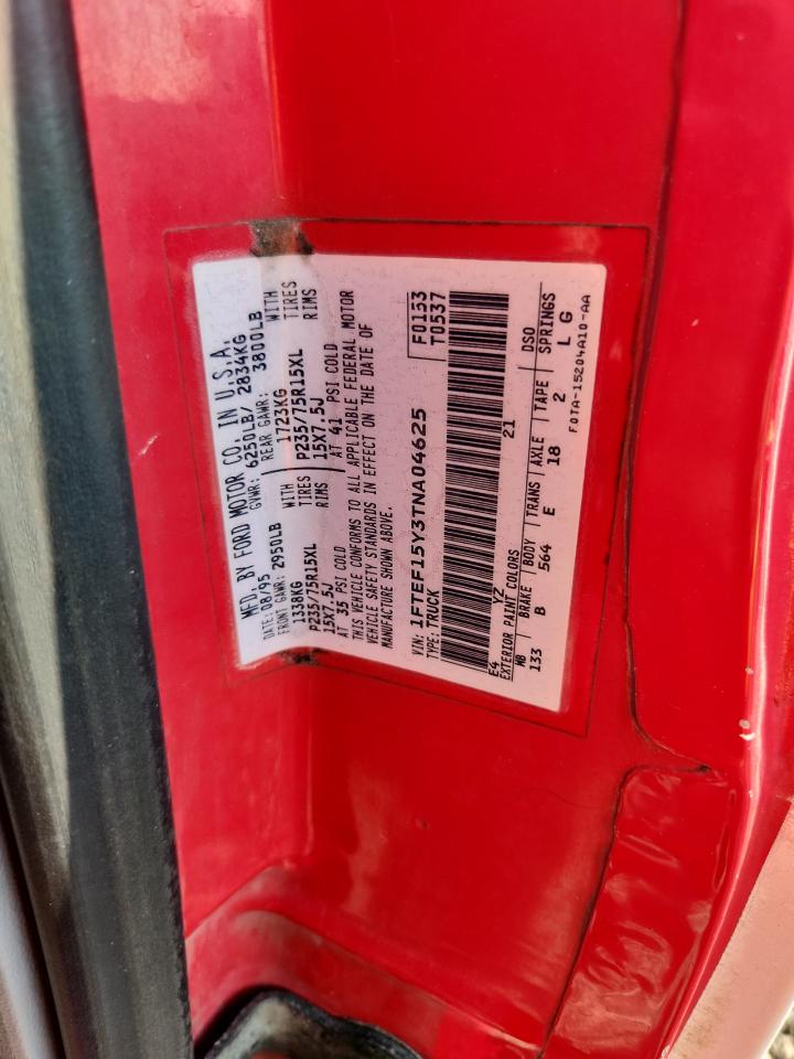 1996 Ford F150 Red vin: 1FTEF15Y3TNA04625