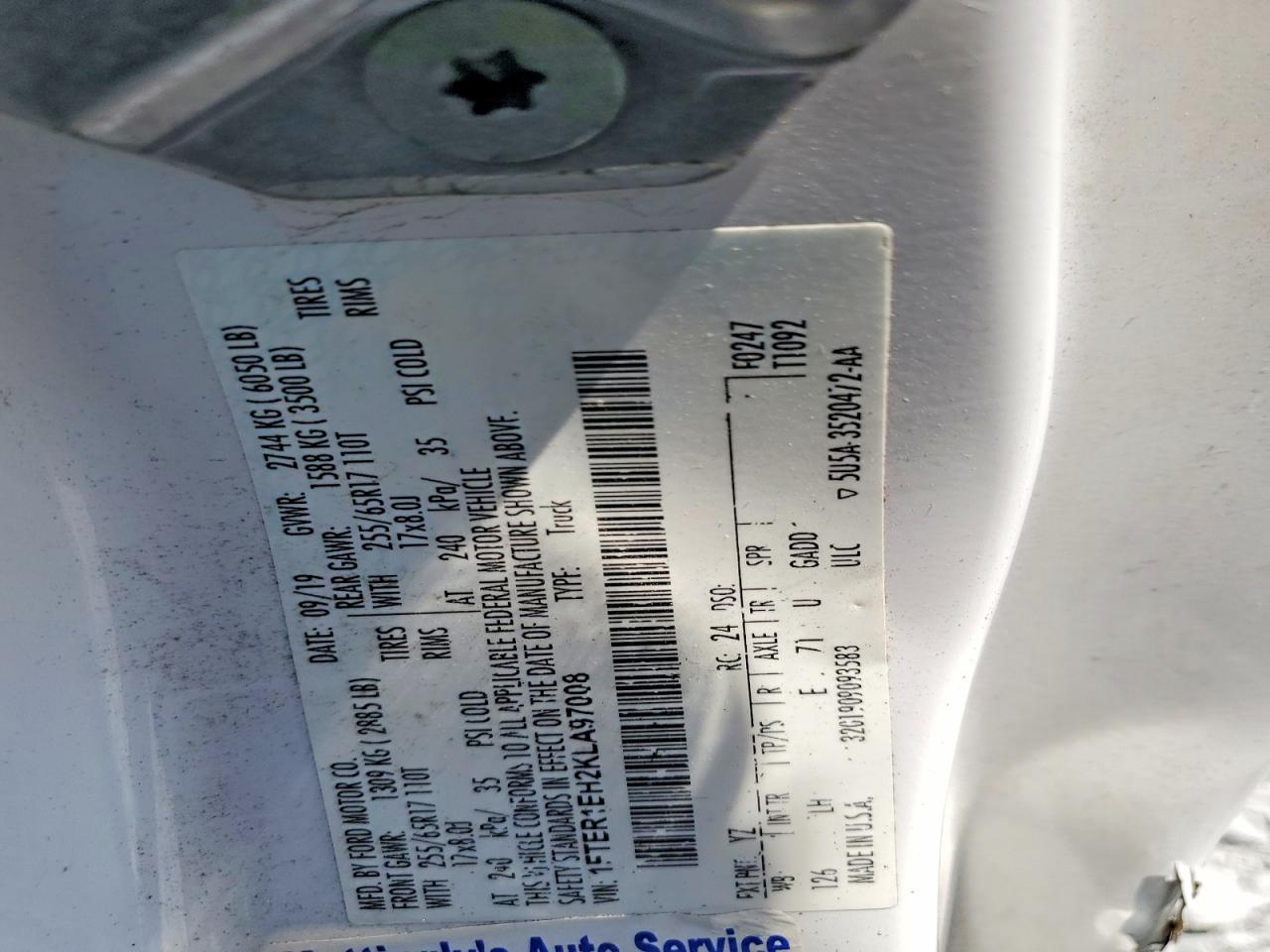 2019 Ford Ranger Xl White vin: 1FTER1EH2KLA97008