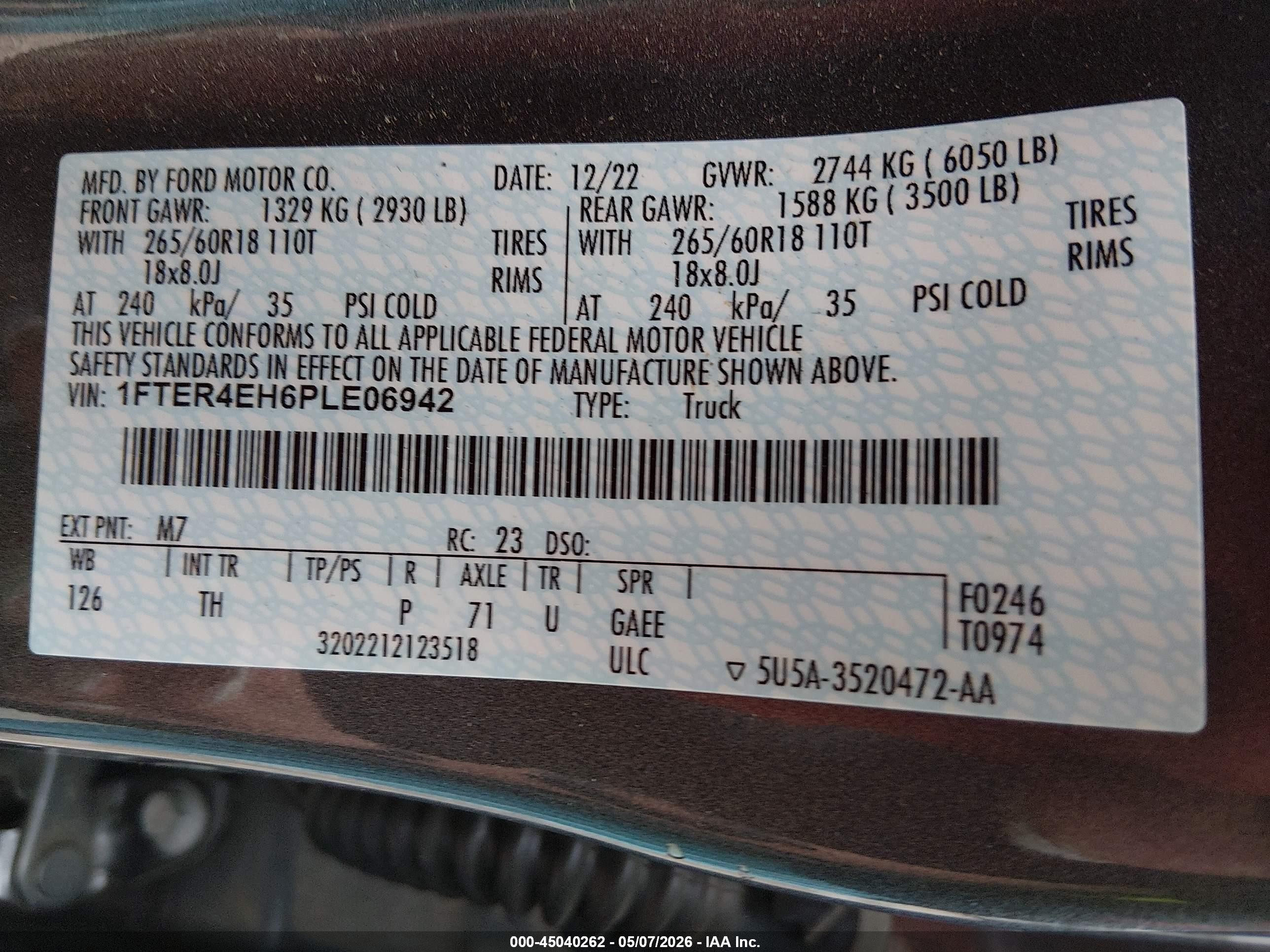2023 Ford Ranger Xlt Black vin: 1FTER4EH6PLE06942