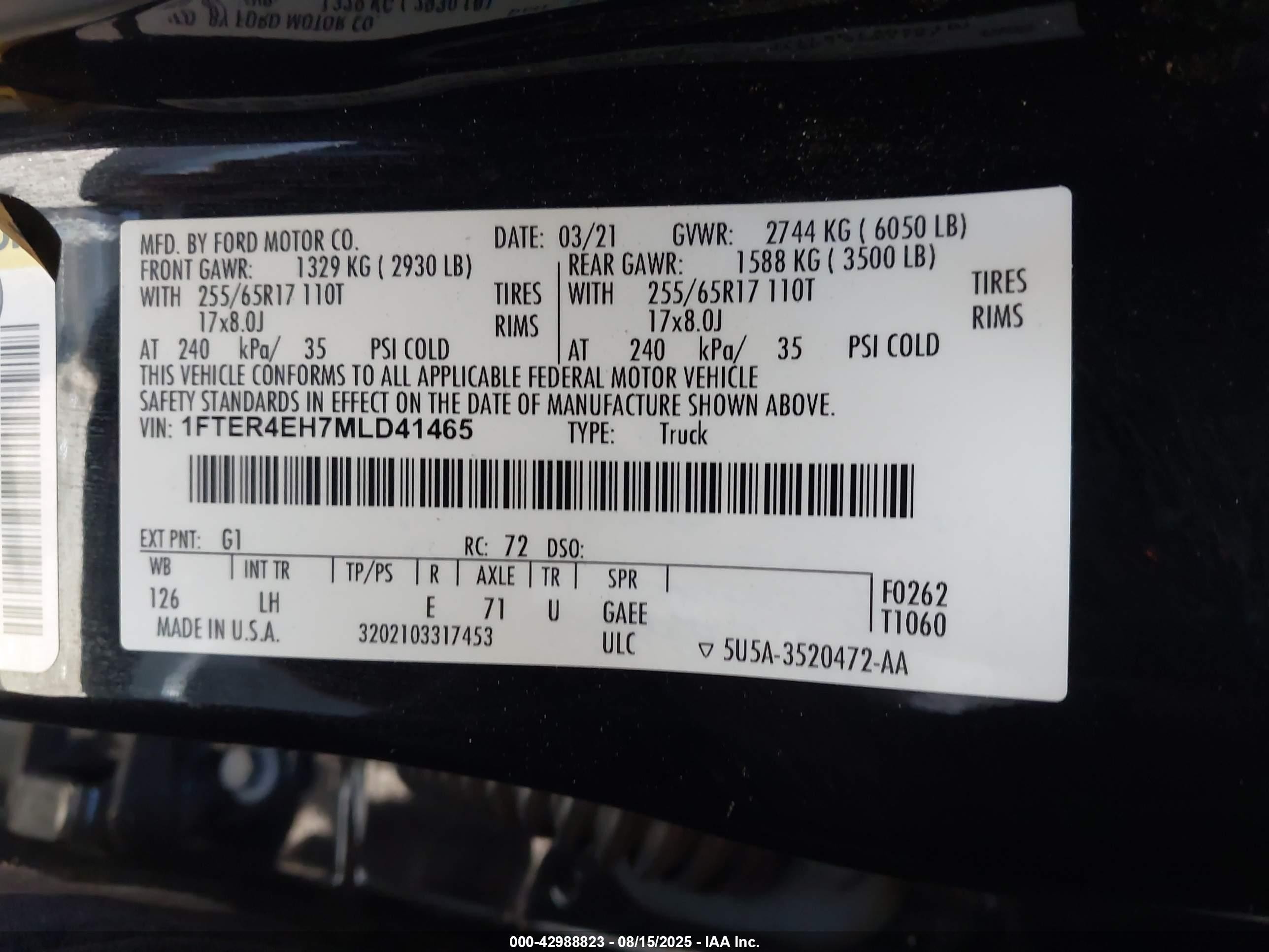 2021 Ford Ranger Xl Black vin: 1FTER4EH7MLD41465
