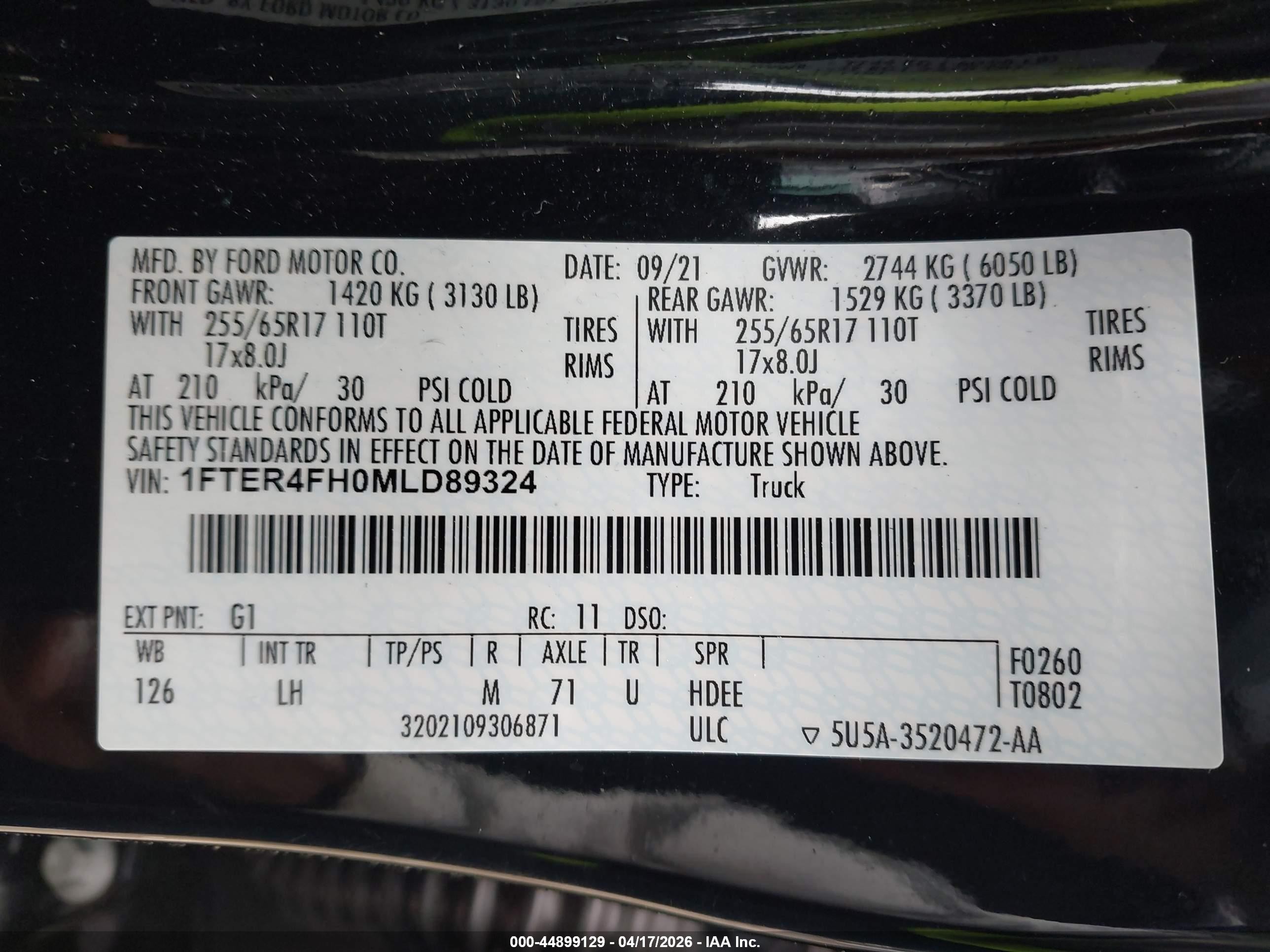2021 Ford Ranger Xlt Black vin: 1FTER4FH0MLD89324