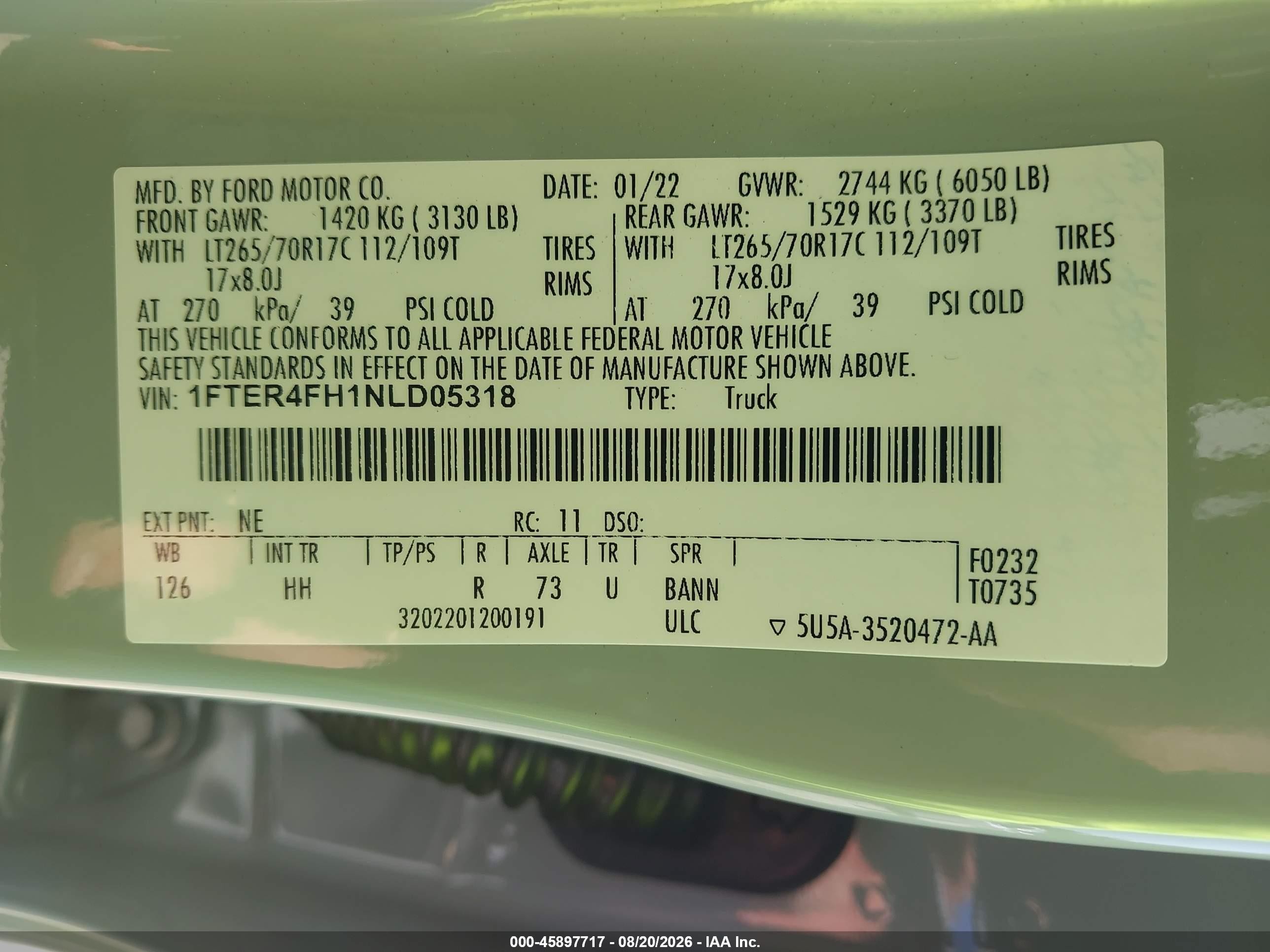 2022 Ford Ranger Lariat Gray vin: 1FTER4FH1NLD05318