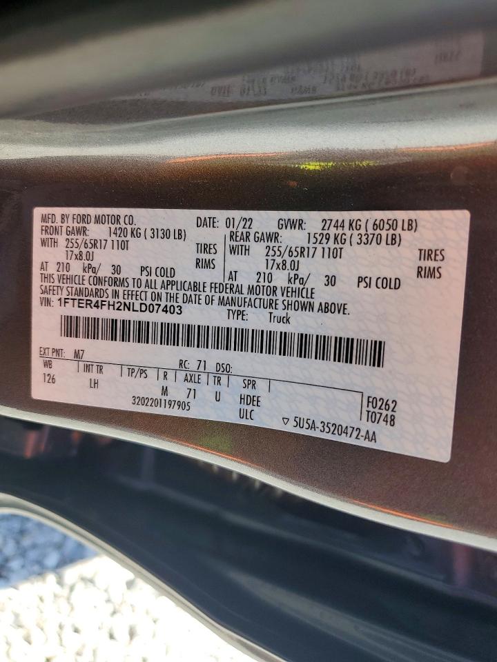 2022 Ford Ranger Xl Gray vin: 1FTER4FH2NLD07403