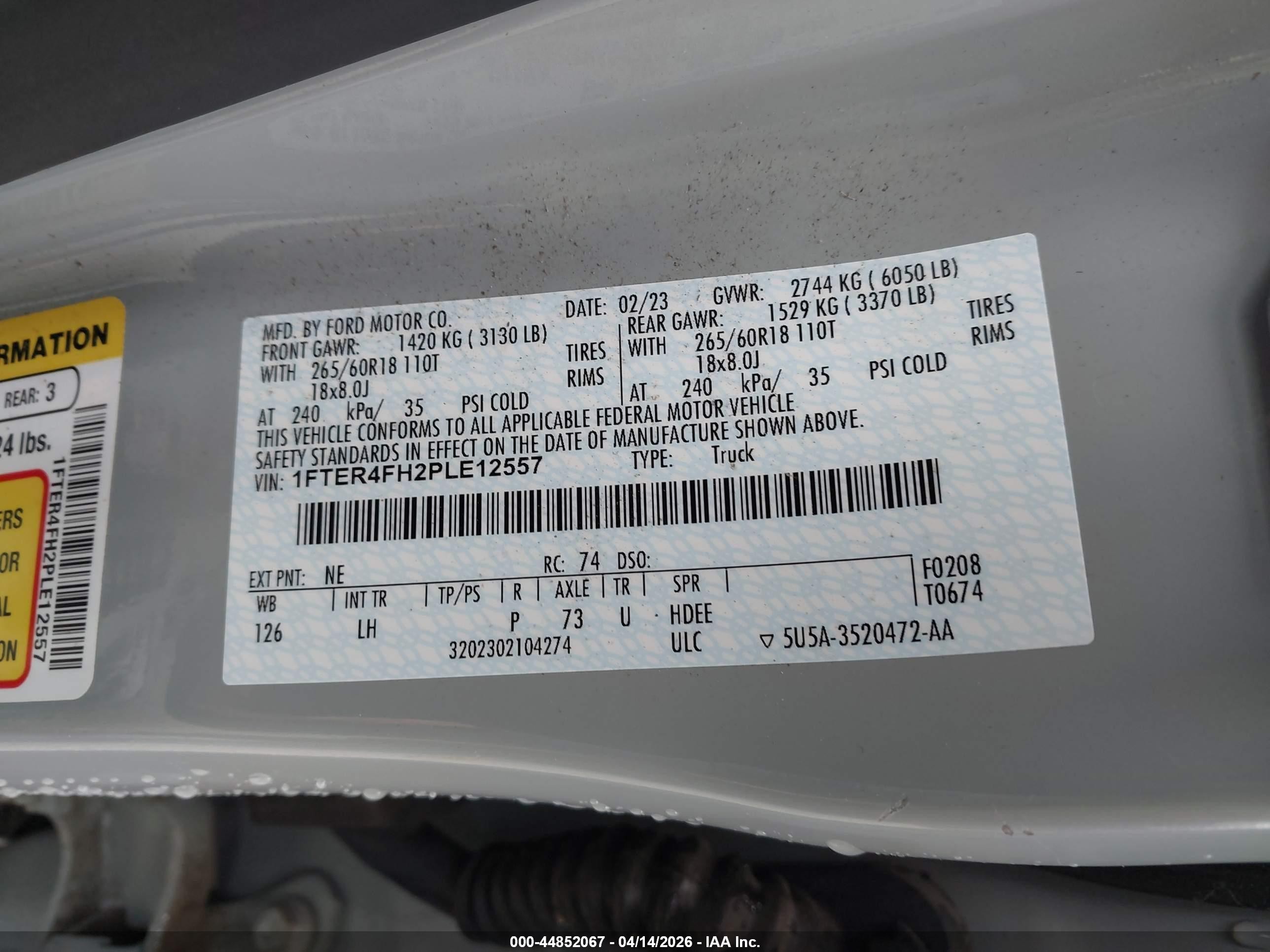 2023 Ford Ranger Xlt Gray vin: 1FTER4FH2PLE12557