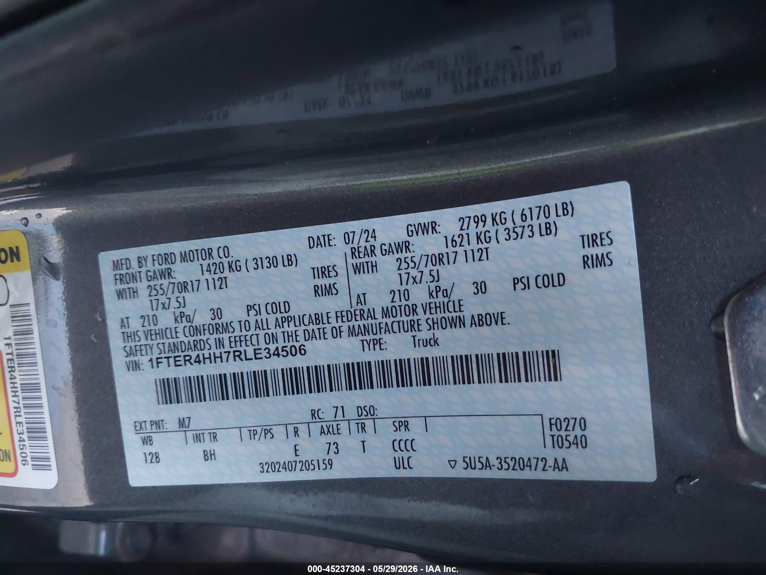 2024 Ford Ranger Xlt Gray vin: 1FTER4HH7RLE34506