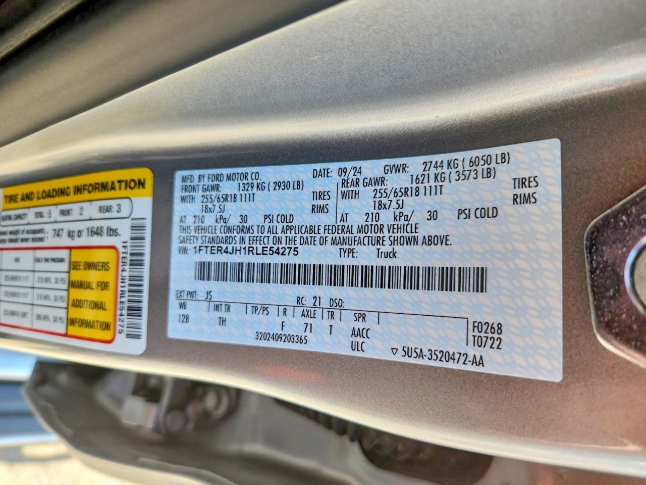 2024 Ford Ranger Lariat Silver vin: 1FTER4JH1RLE54275