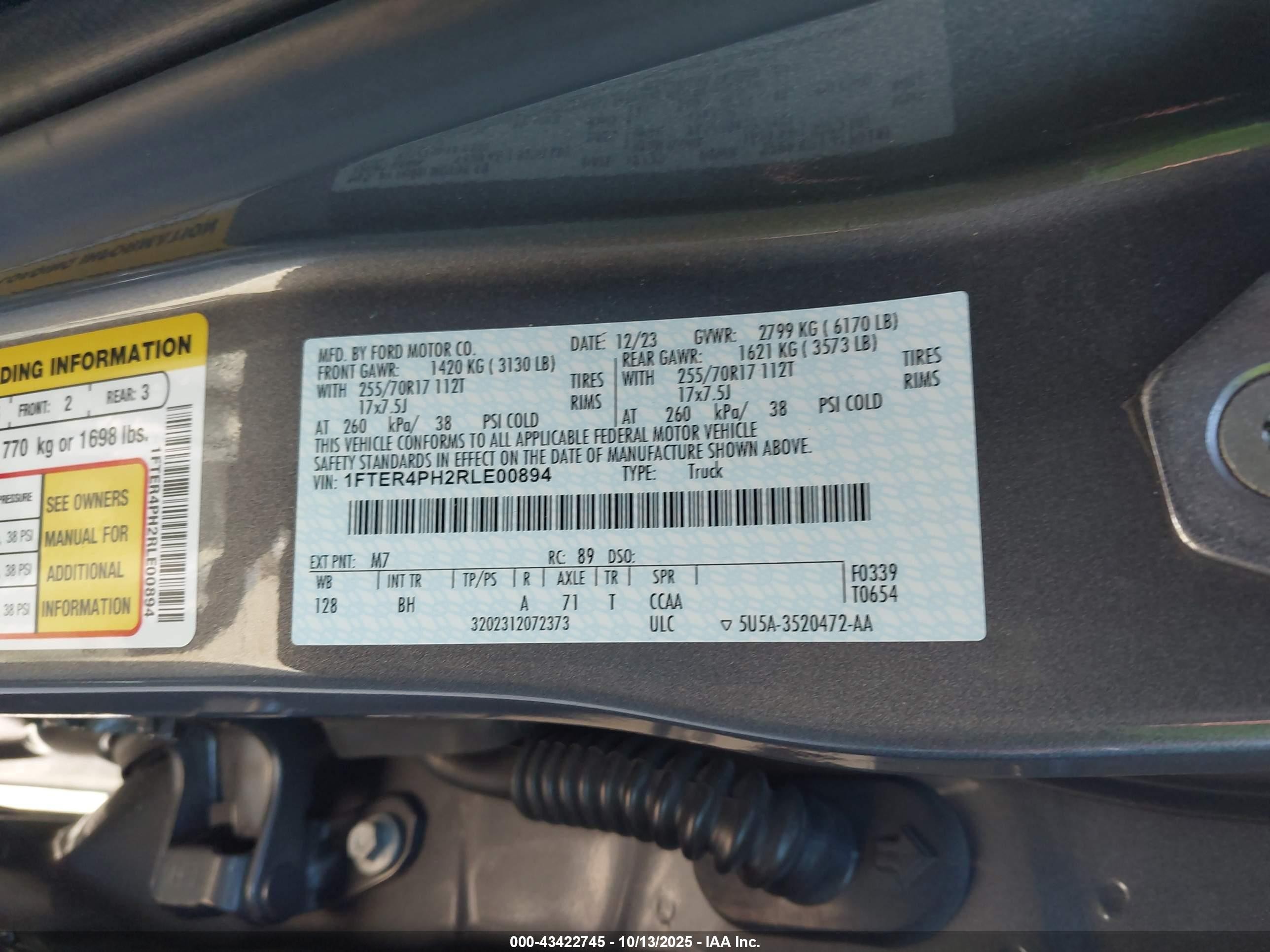 2024 Ford Ranger Xl Gray vin: 1FTER4PH2RLE00894