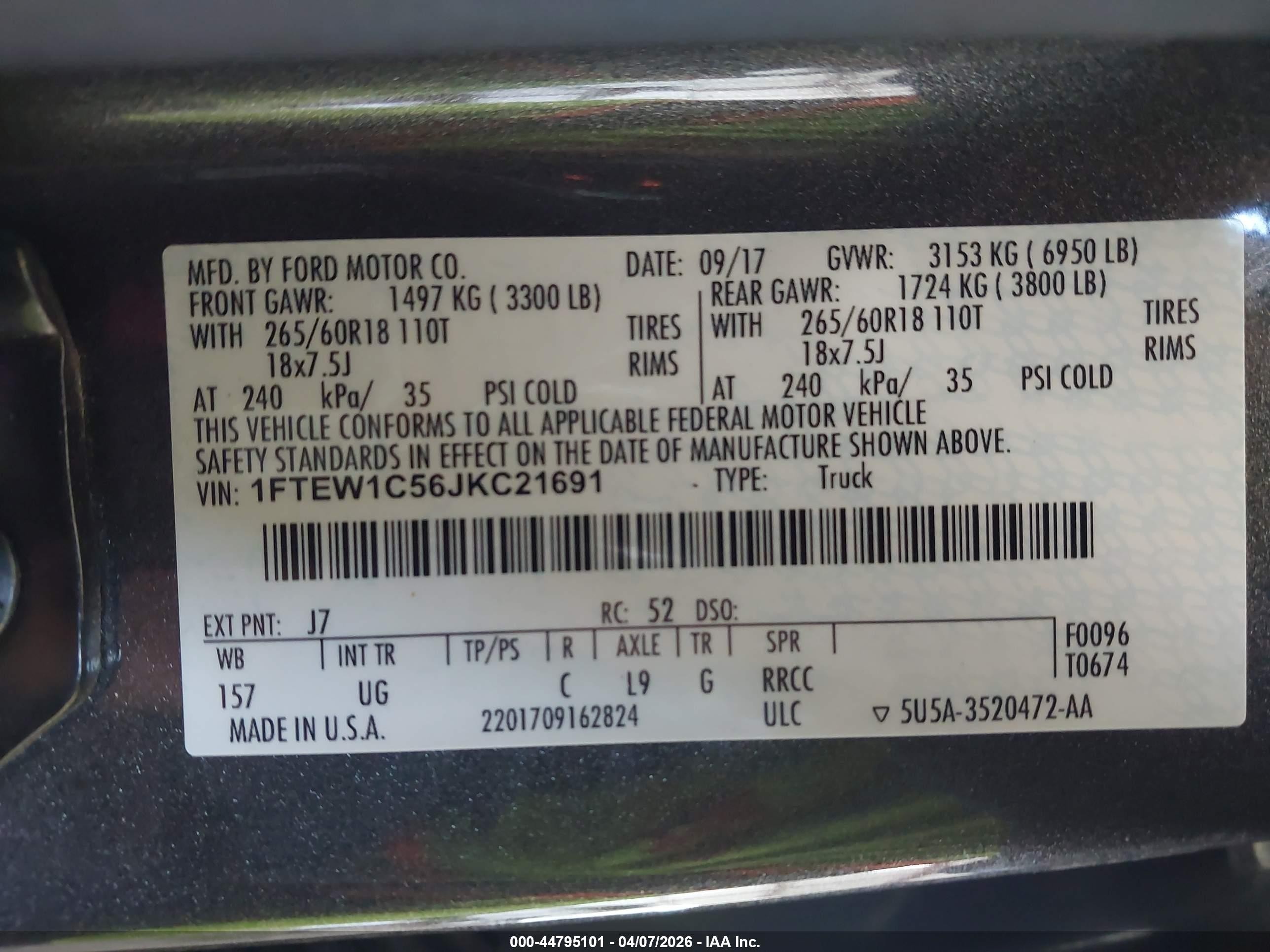 2018 Ford F-150 Xlt Gray vin: 1FTEW1C56JKC21691