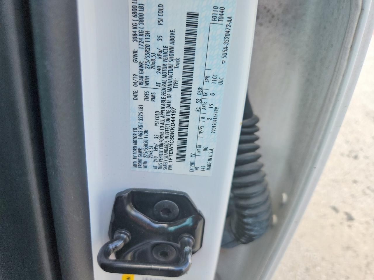 2019 Ford F150 Supercrew Белый vin: 1FTEW1C58KKD44197