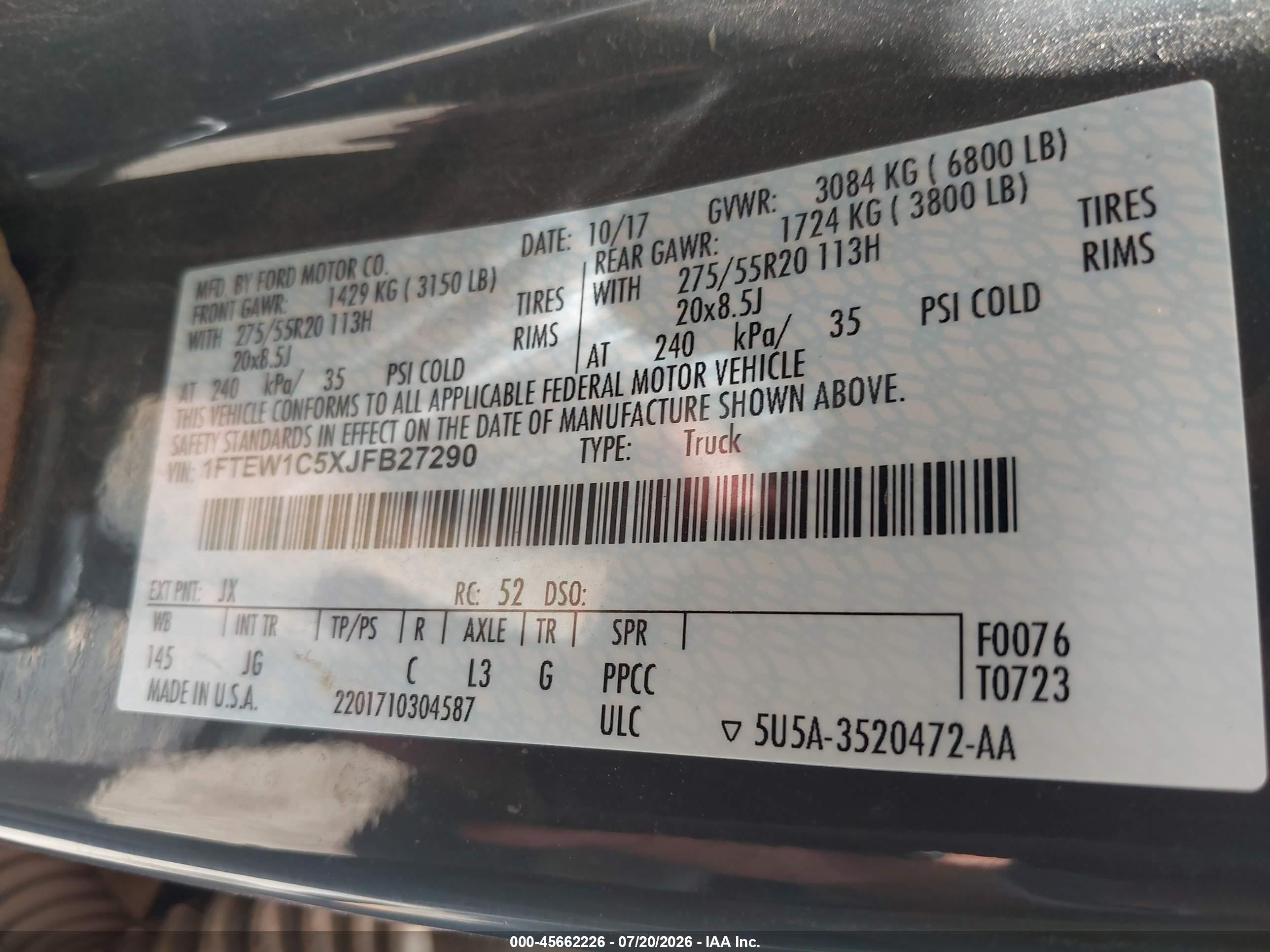 2018 Ford F-150 Xl Gray vin: 1FTEW1C5XJFB27290