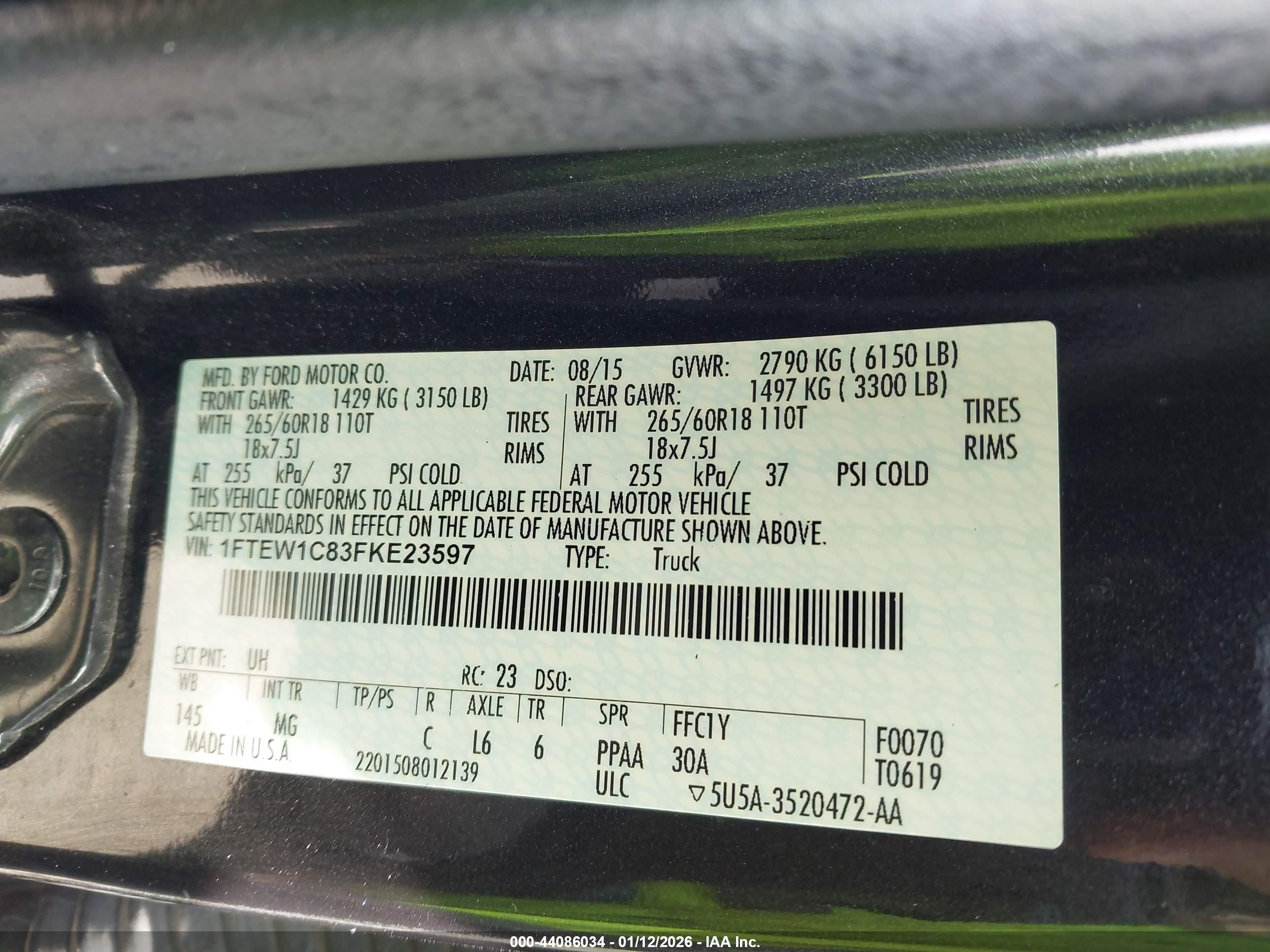 2015 Ford F-150 Xlt Черный vin: 1FTEW1C83FKE23597