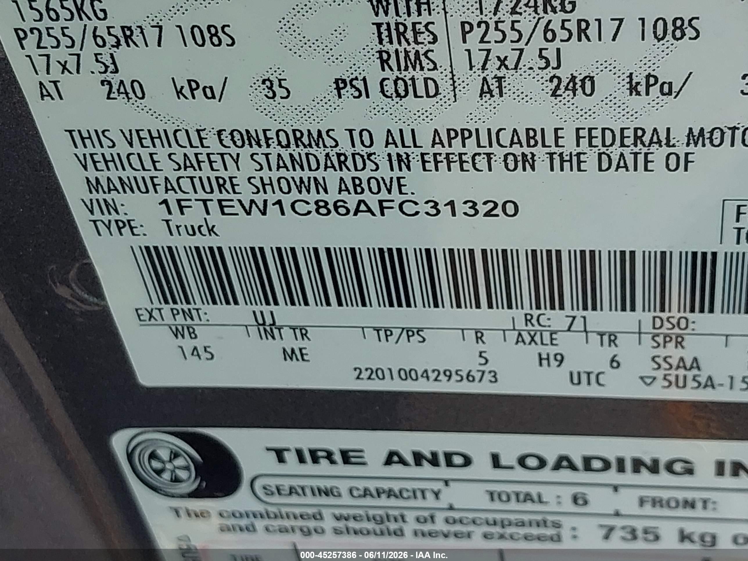 2010 Ford F-150 Fx2 Sport/xl/xlt Gray vin: 1FTEW1C86AFC31320