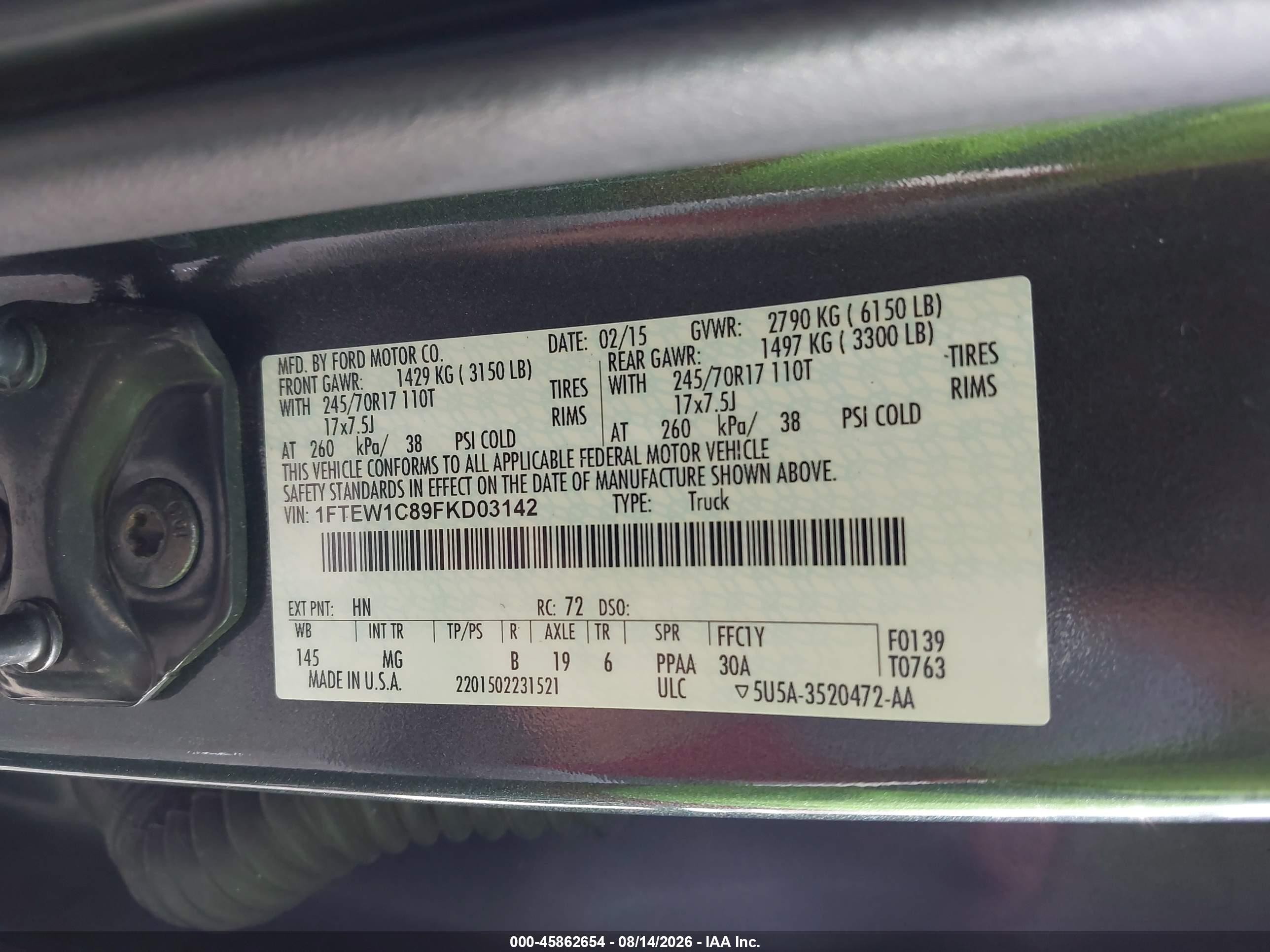 2015 Ford F-150 Xlt Gray vin: 1FTEW1C89FKD03142