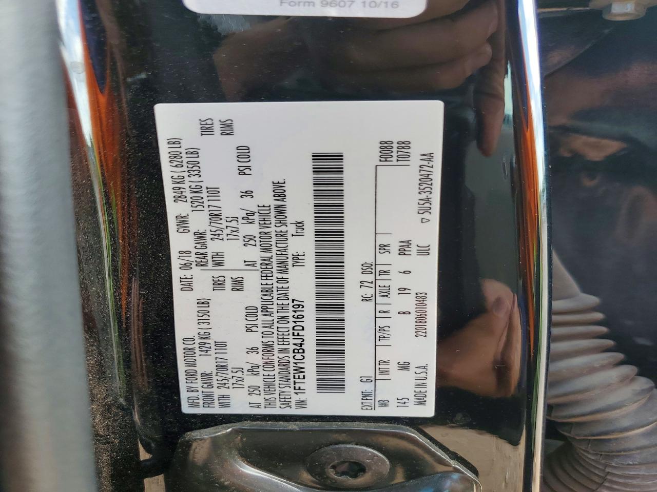 2018 Ford F150 Supercrew Черный vin: 1FTEW1CB4JFD16197