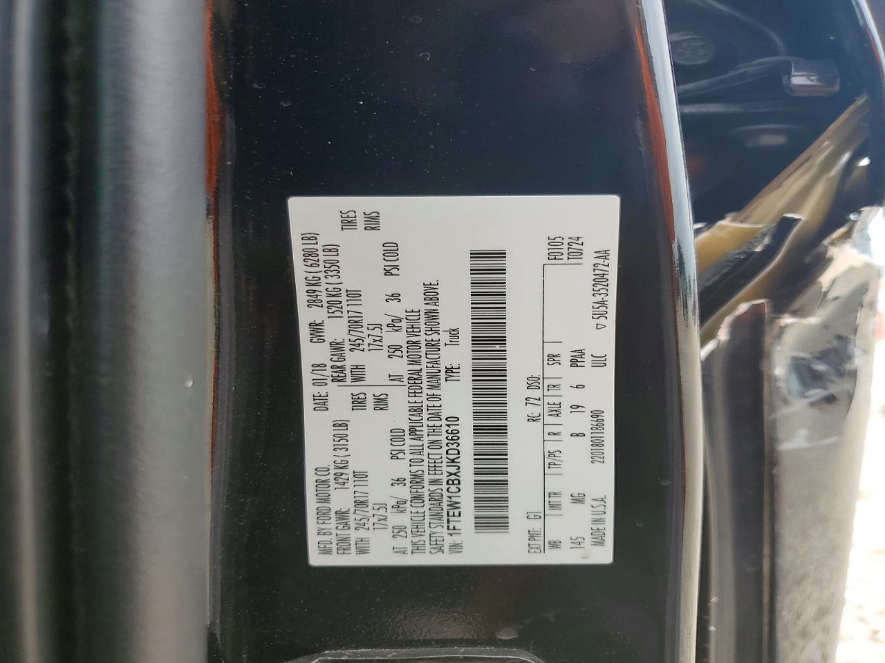 2018 Ford F150 Supercrew Black vin: 1FTEW1CBXJKD36610