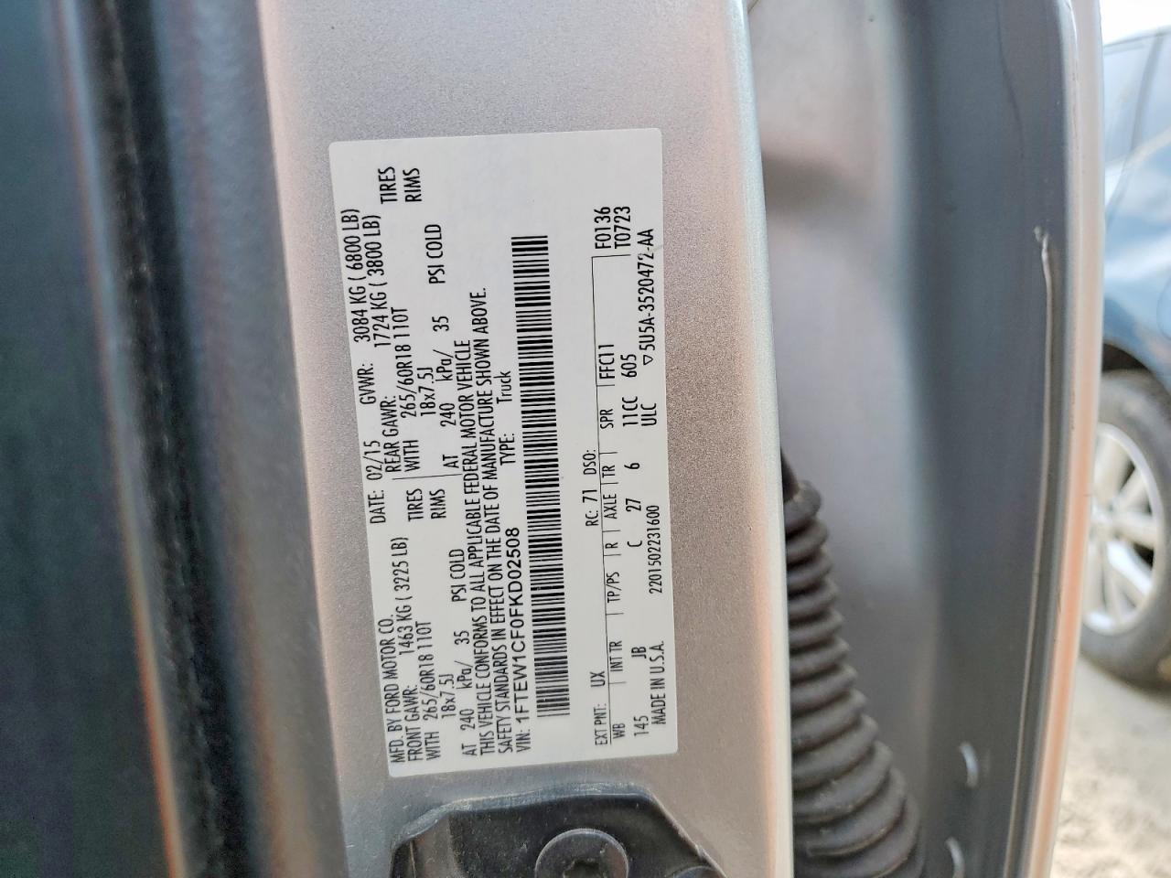 2015 Ford F150 Supercrew Silver vin: 1FTEW1CF0FKD02508