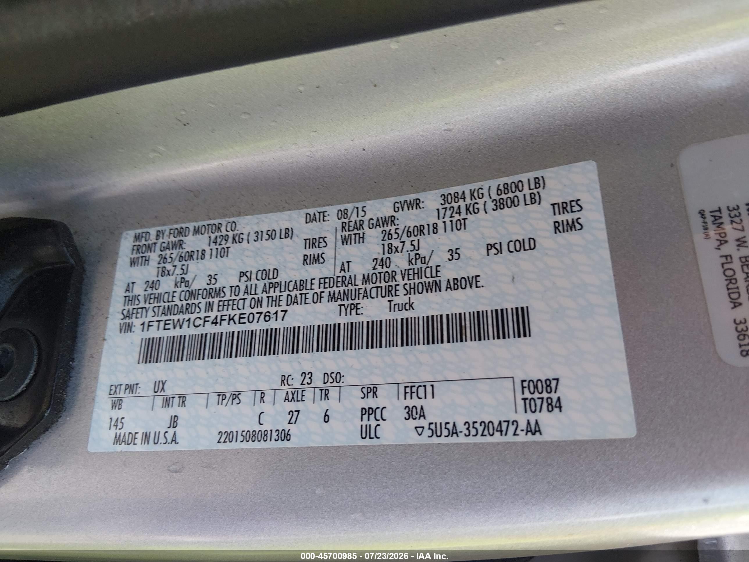 2015 Ford F-150 Xlt Silver vin: 1FTEW1CF4FKE07617