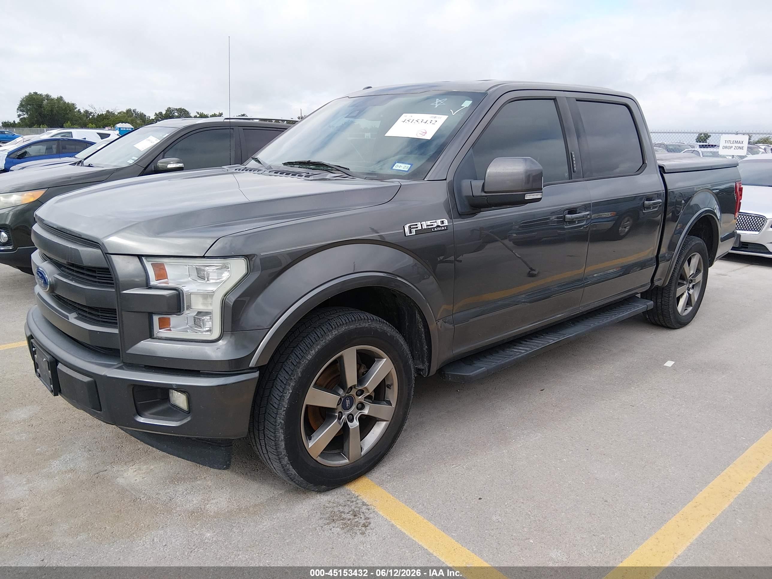 2015 Ford F-150 Lariat Gray vin: 1FTEW1CF8FFB33282