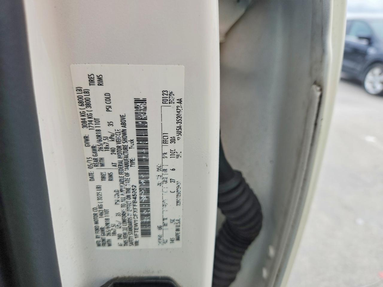 2015 Ford F-150 White vin: 1FTEW1CFXFFB45952