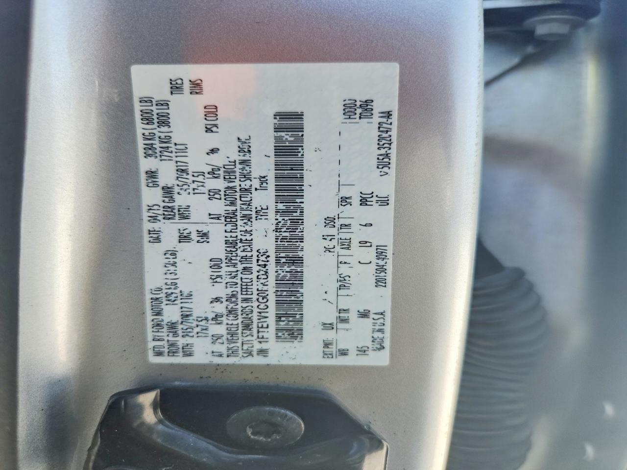 2015 Ford F150 Supercrew Silver vin: 1FTEW1CG0FKD24730