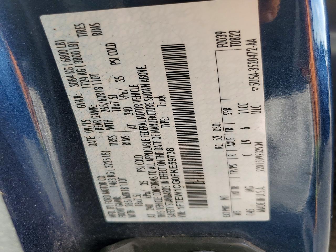 2015 Ford F150 Supercrew Blue vin: 1FTEW1CG0FKE59738