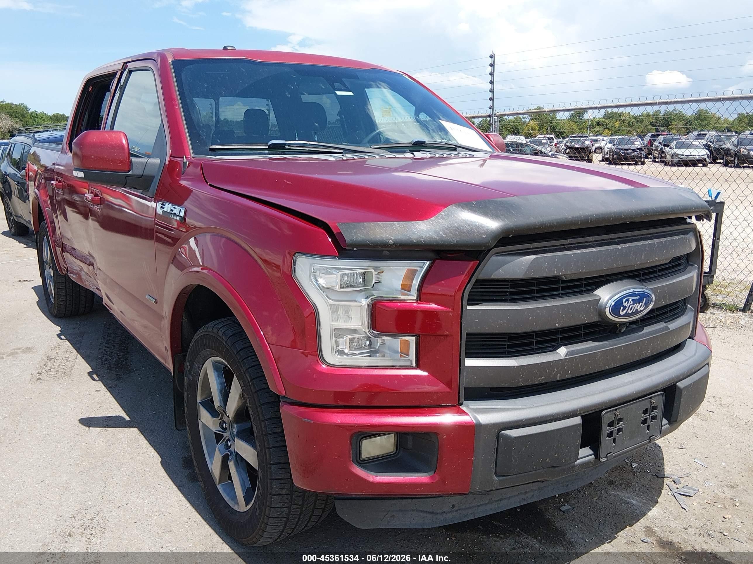 2015 Ford F-150 Lariat Red vin: 1FTEW1CG1FKD01182