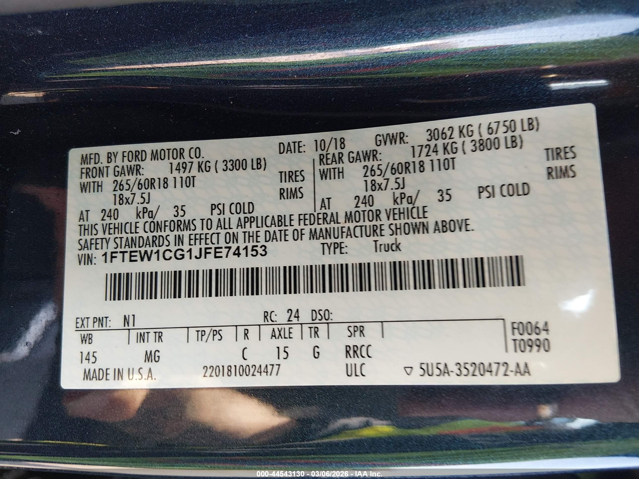 2018 Ford F-150 Xlt Blue vin: 1FTEW1CG1JFE74153