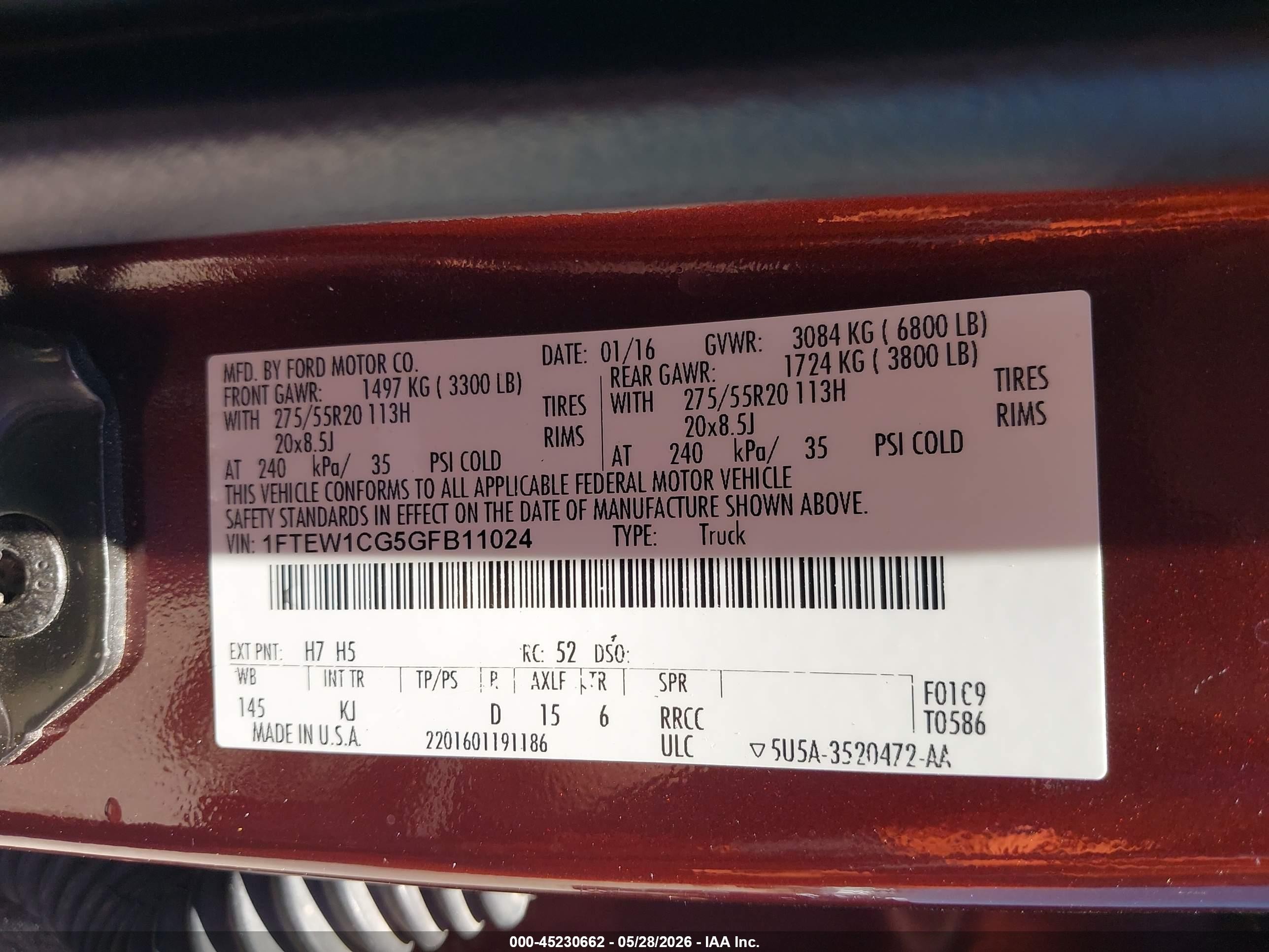 2016 Ford F-150 King Ranch Orange vin: 1FTEW1CG5GFB11024