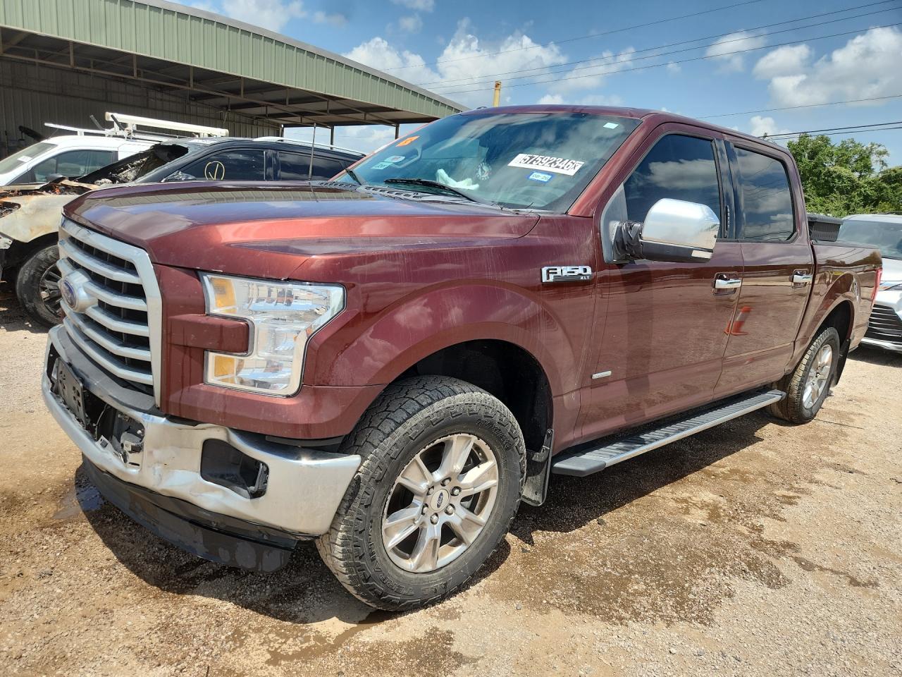 2015 Ford F150 Supercrew Burgundy vin: 1FTEW1CG8FKF15313 Damage: Left Front Tire, Worn, Replacement Required