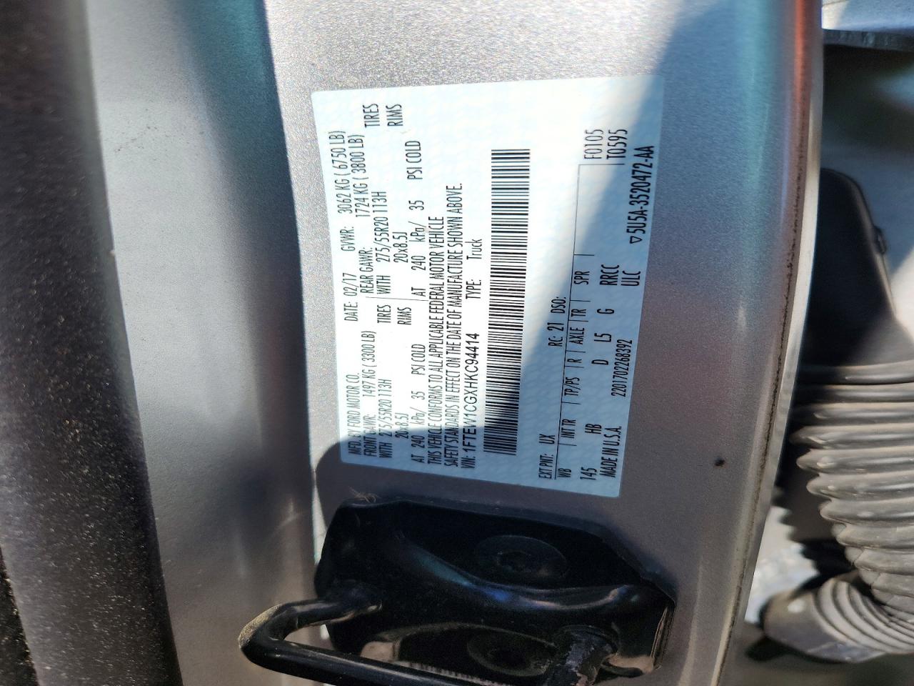 2017 Ford F150 Supercrew Silver vin: 1FTEW1CGXHKC94414