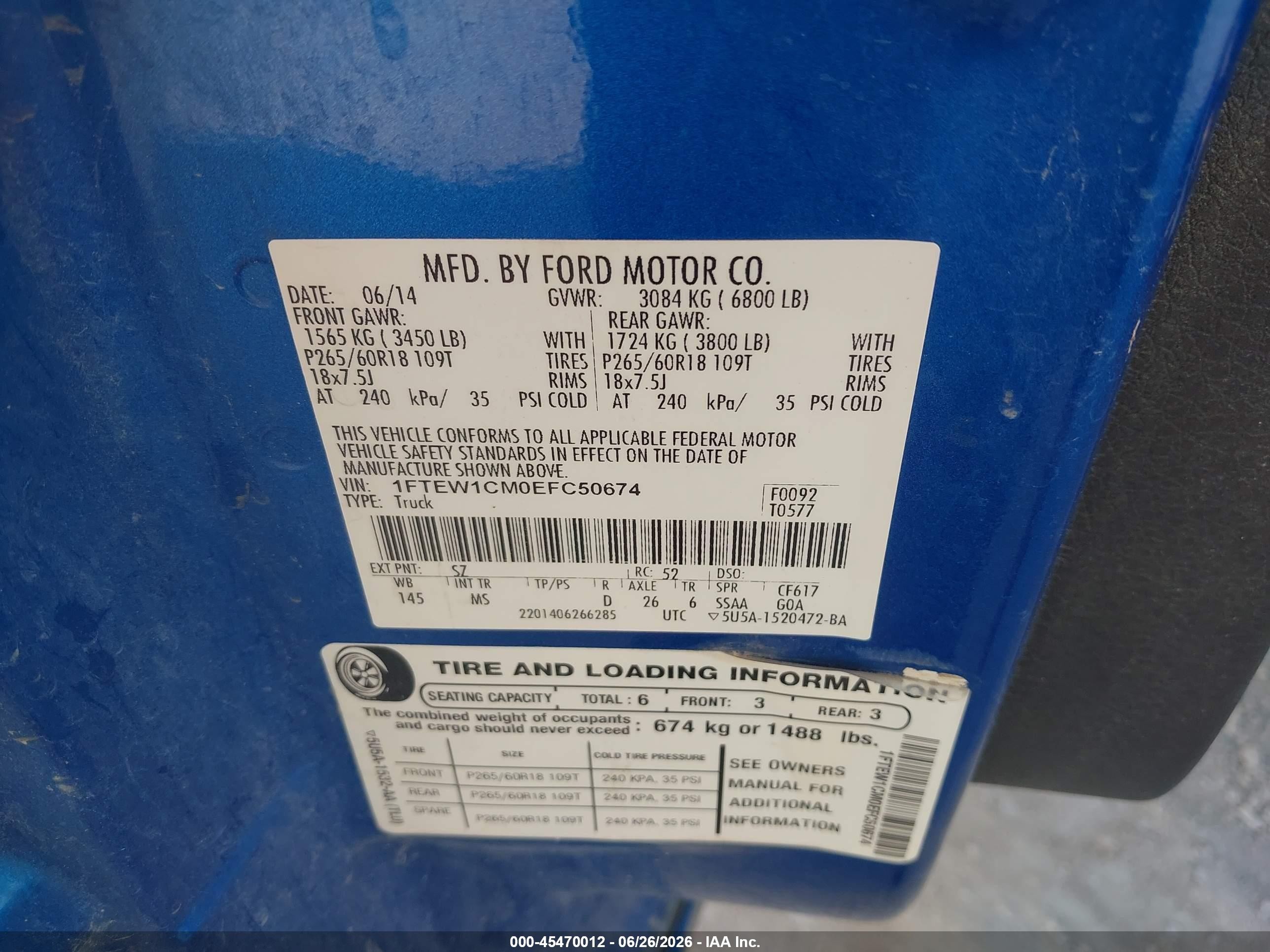 2014 Ford F-150 Xlt Blue vin: 1FTEW1CM0EFC50674