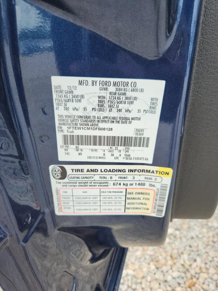 2013 Ford F150 Supercrew Blue vin: 1FTEW1CM1DFB06128