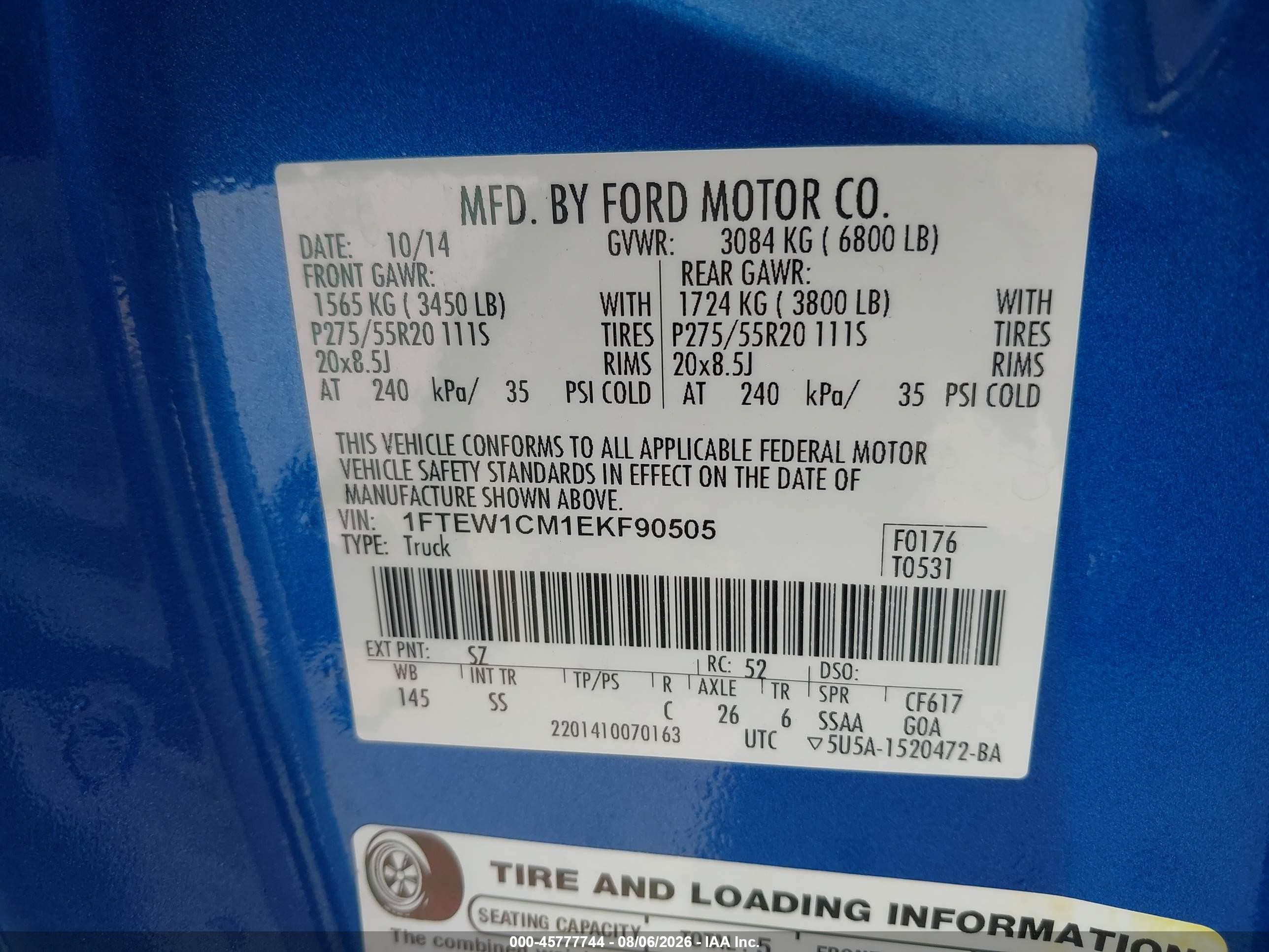 2014 Ford F-150 Stx Blue vin: 1FTEW1CM1EKF90505