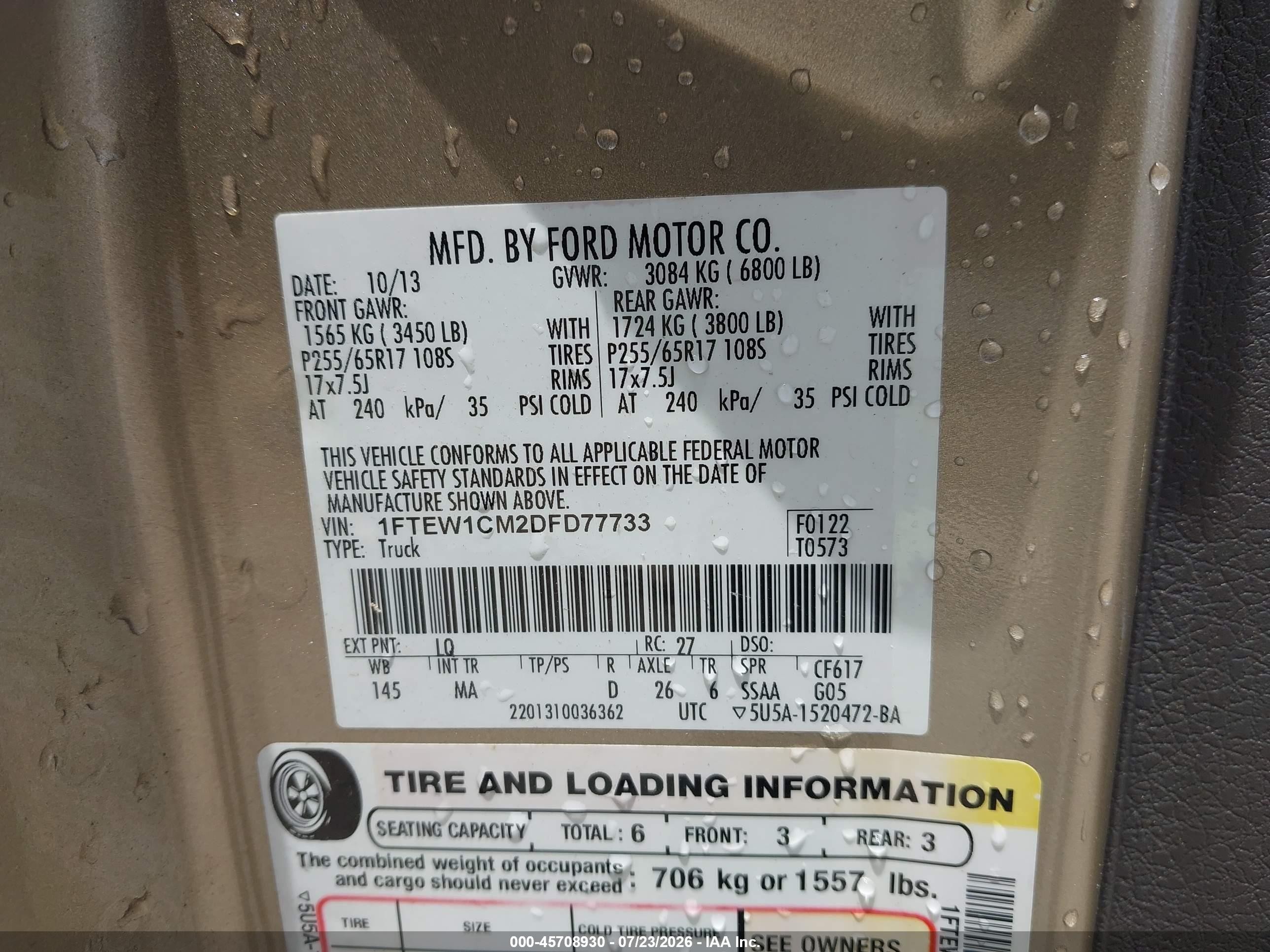 2013 Ford F-150 Xlt Gold vin: 1FTEW1CM2DFD77733