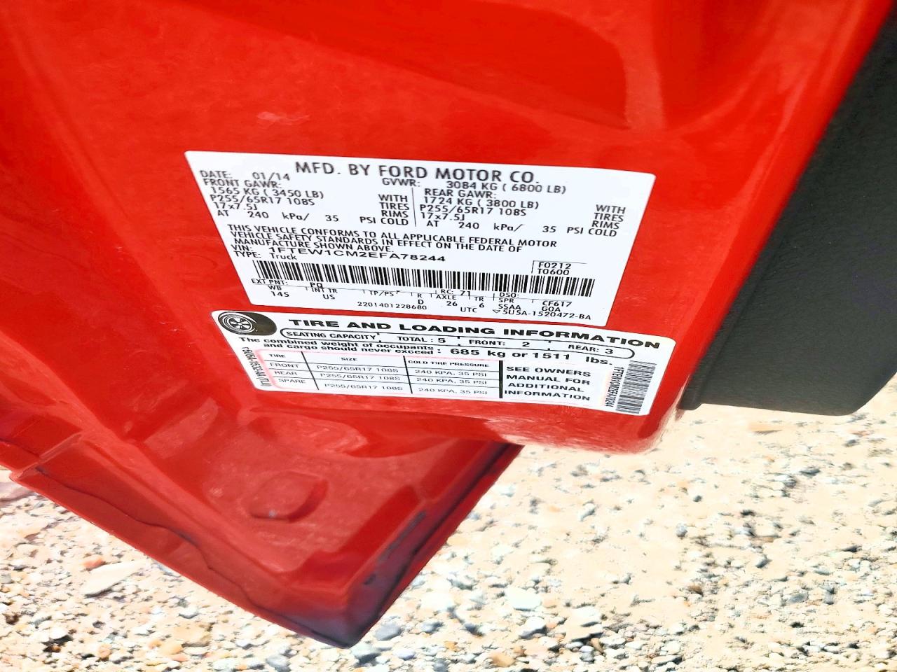 2014 Ford F150 Supercrew Red vin: 1FTEW1CM2EFA78244