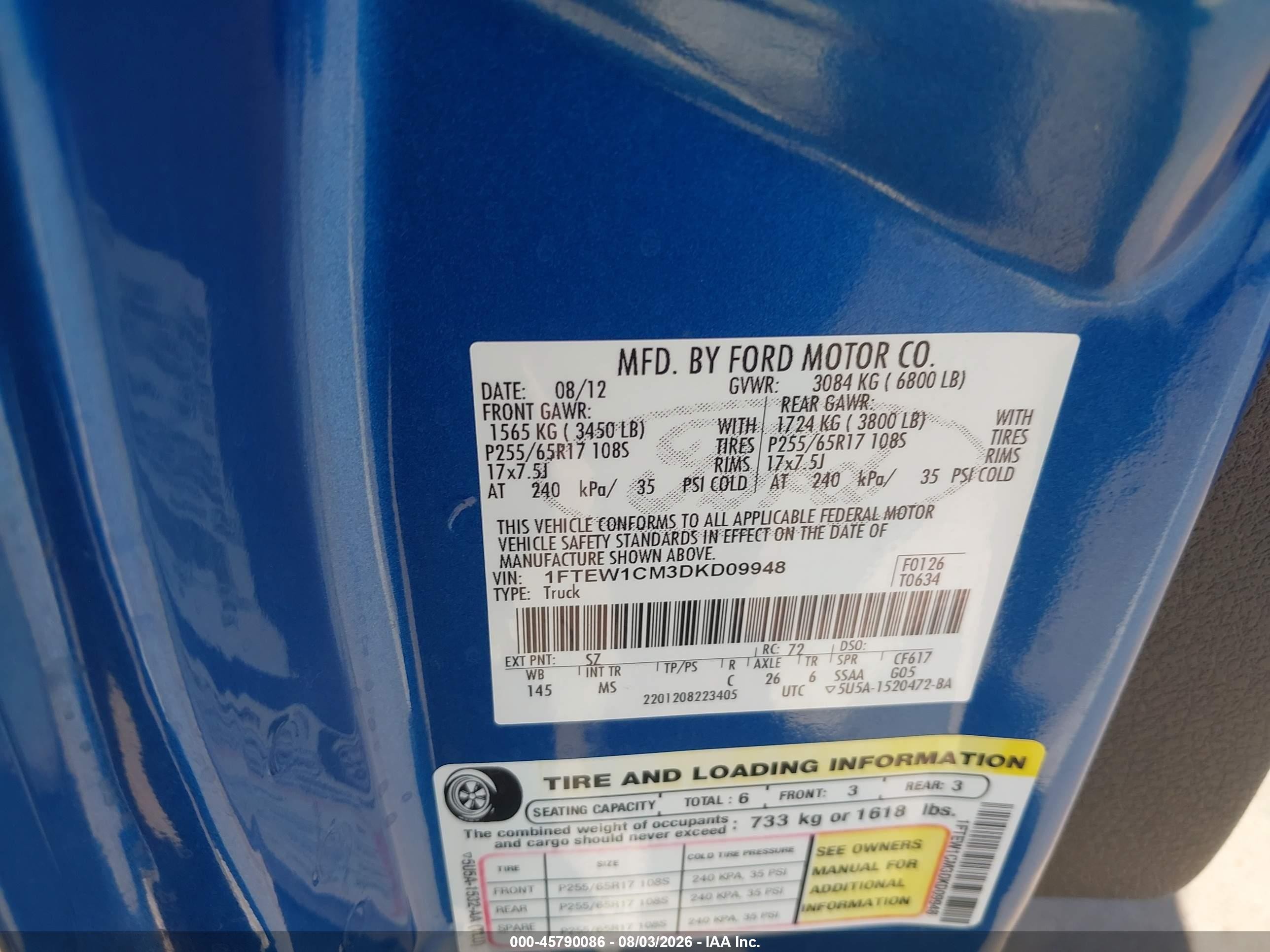 2013 Ford F-150 Xlt Blue vin: 1FTEW1CM3DKD09948