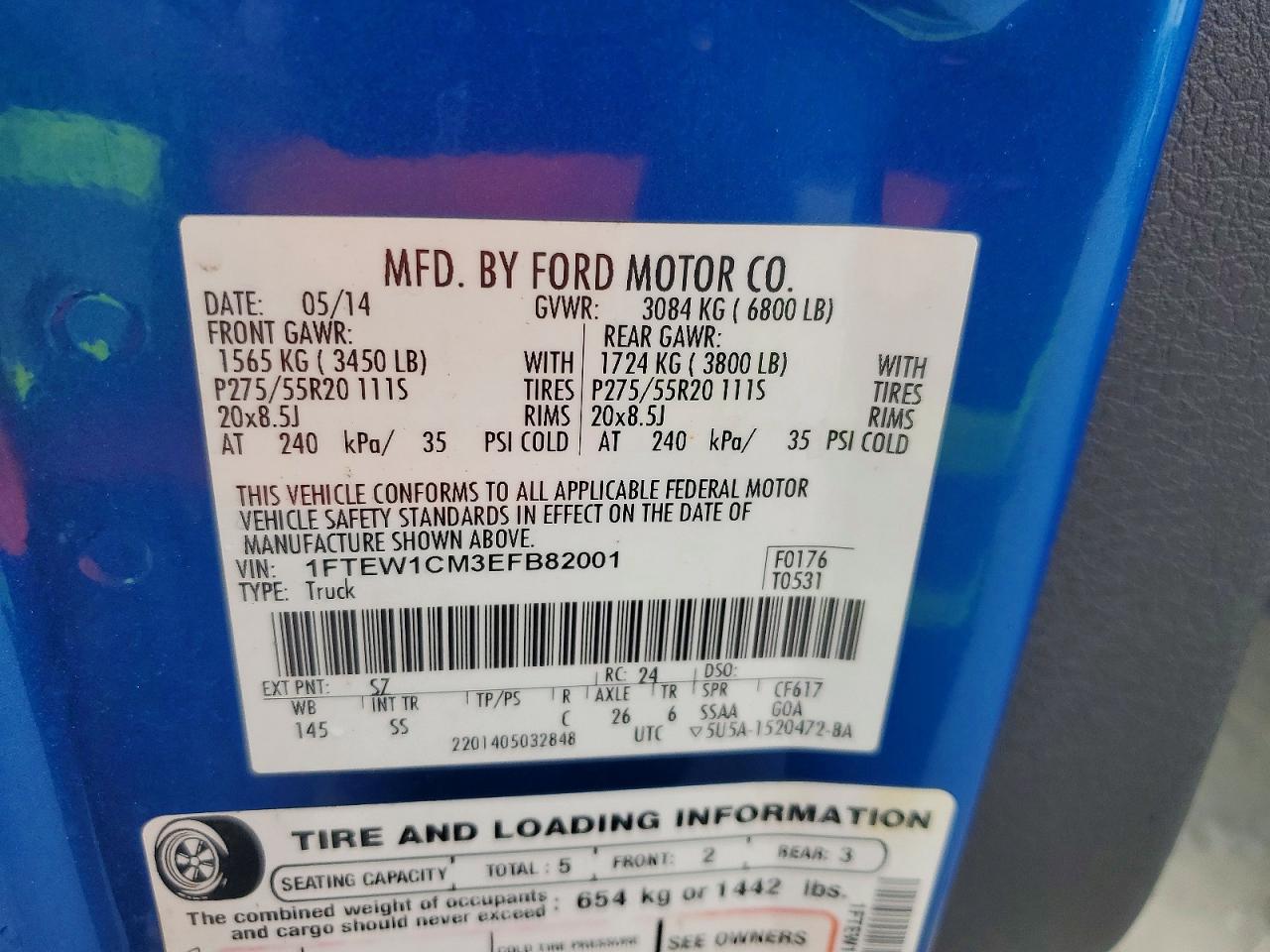 2014 Ford F150 Supercrew Blue vin: 1FTEW1CM3EFB82001
