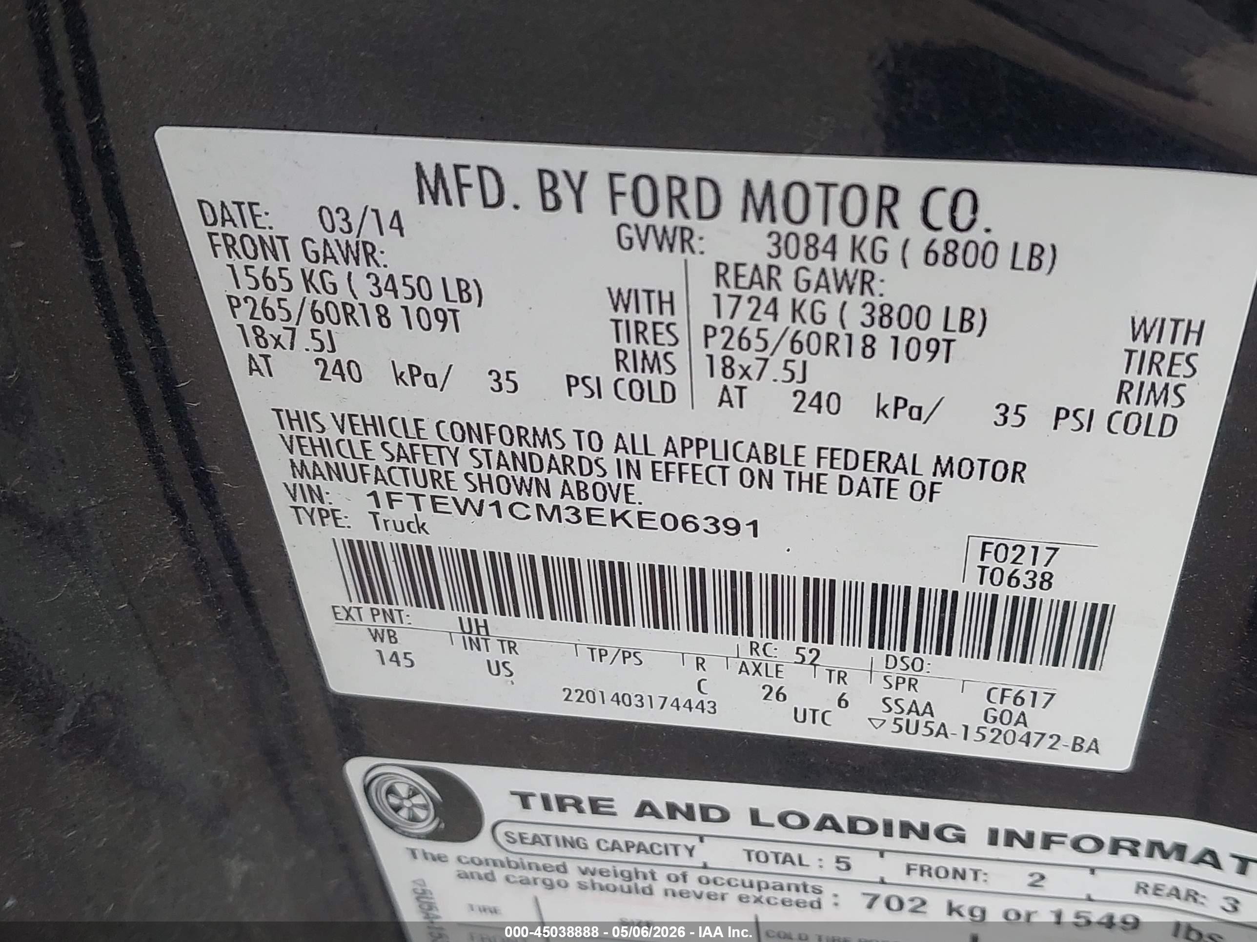 2014 Ford F-150 Stx Black vin: 1FTEW1CM3EKE06391