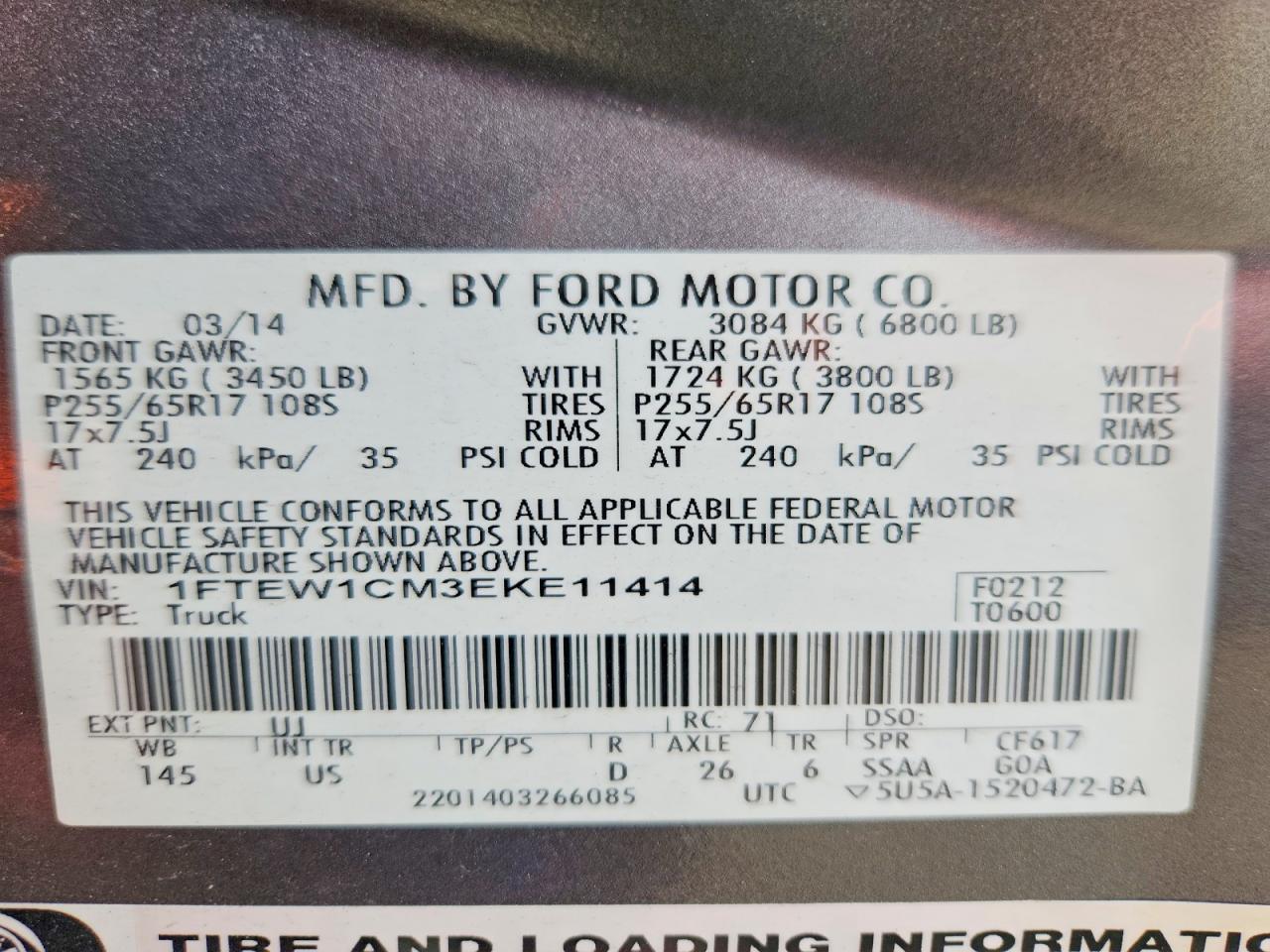2014 Ford F150 Supercrew Gray vin: 1FTEW1CM3EKE11414