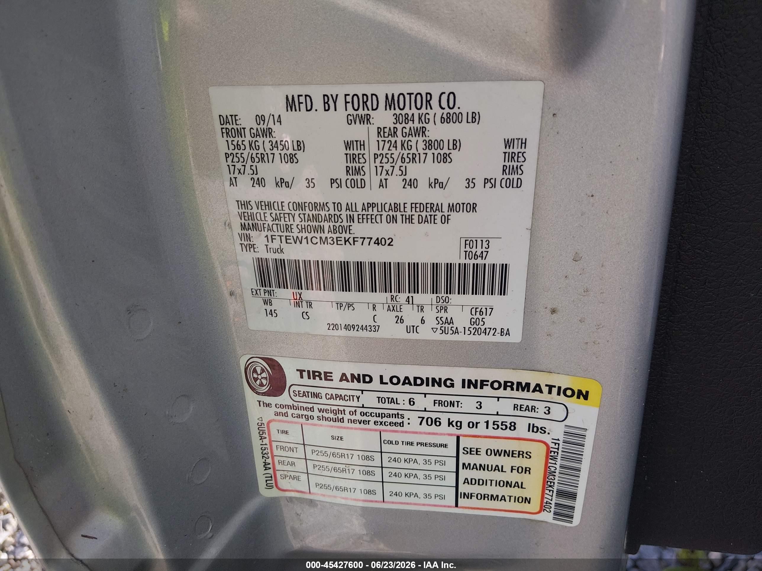 2014 Ford F-150 Stx/xl/xlt Silver vin: 1FTEW1CM3EKF77402