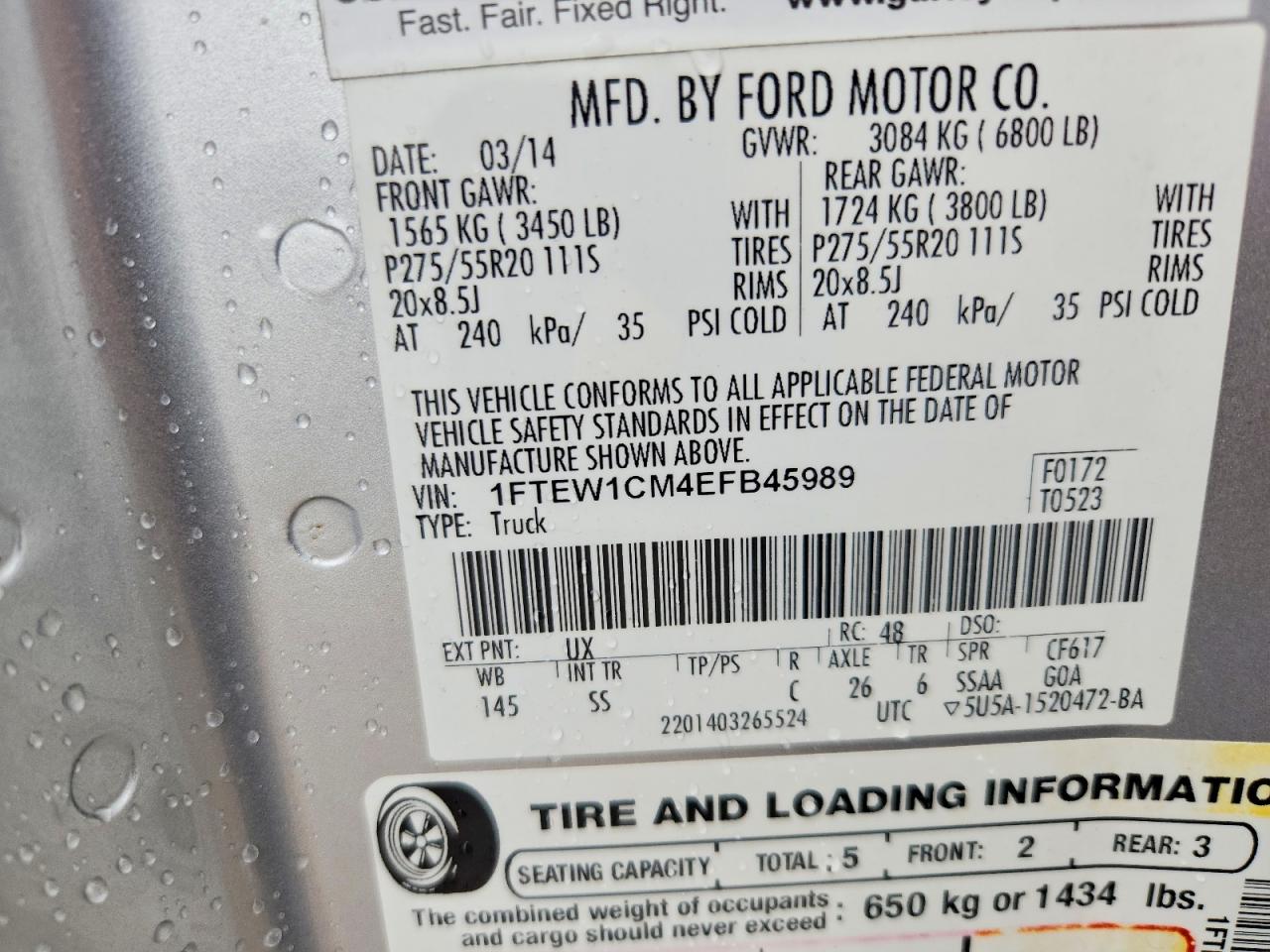 2014 Ford F150 Gray vin: 1FTEW1CM4EFB45989
