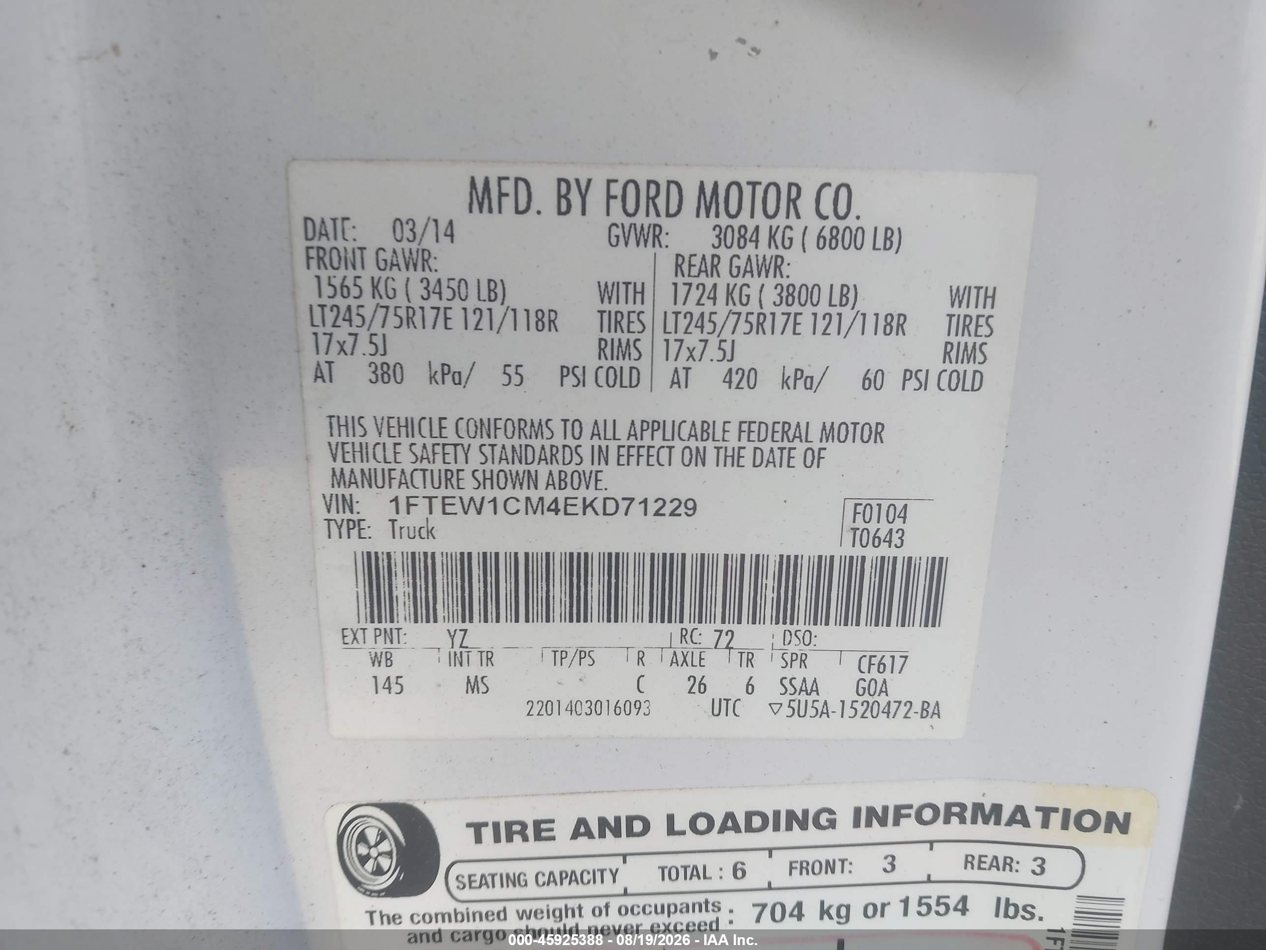 2014 Ford F-150 Xlt Белый vin: 1FTEW1CM4EKD71229