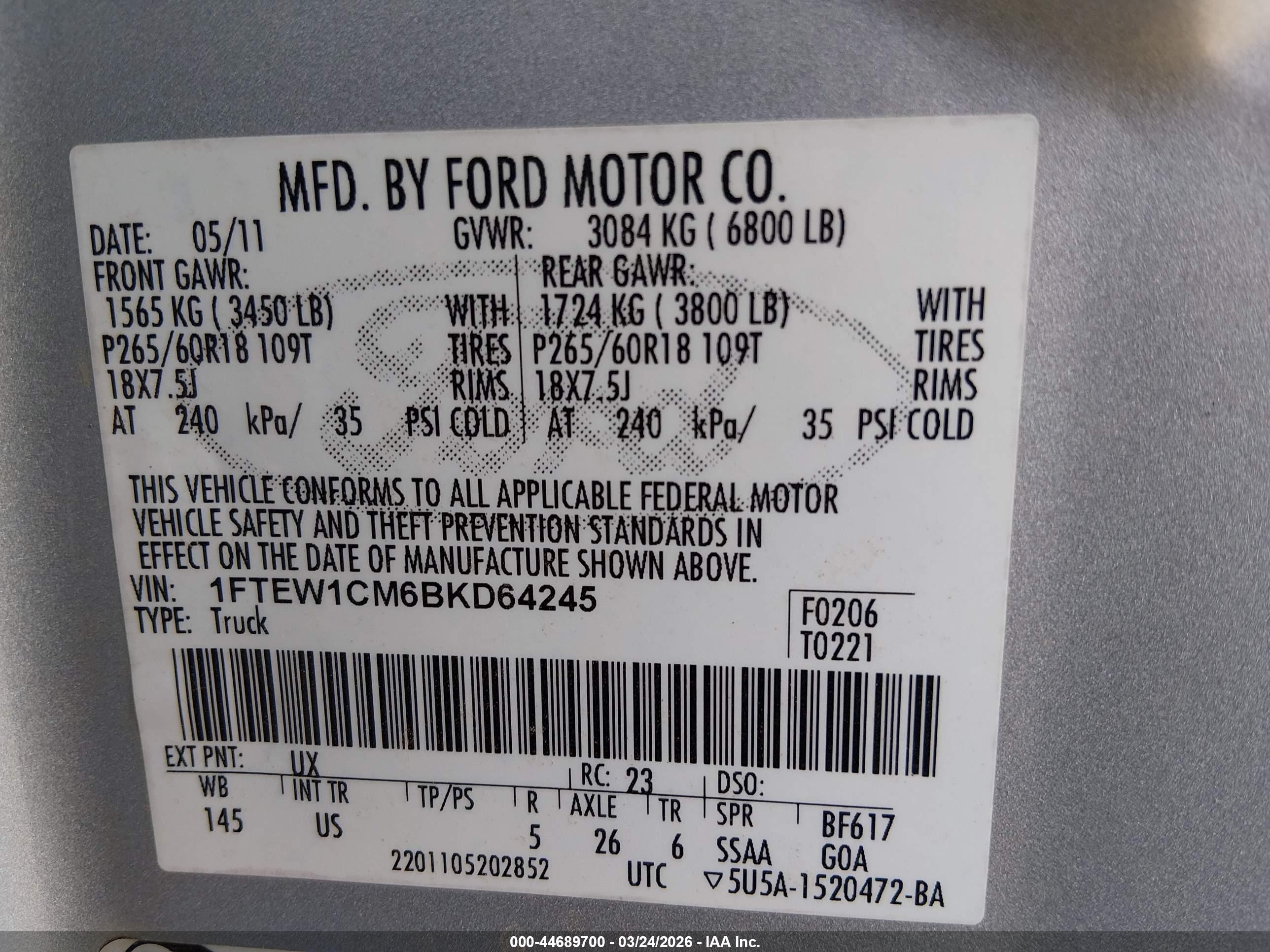 2011 Ford F-150 Xlt Silver vin: 1FTEW1CM6BKD64245