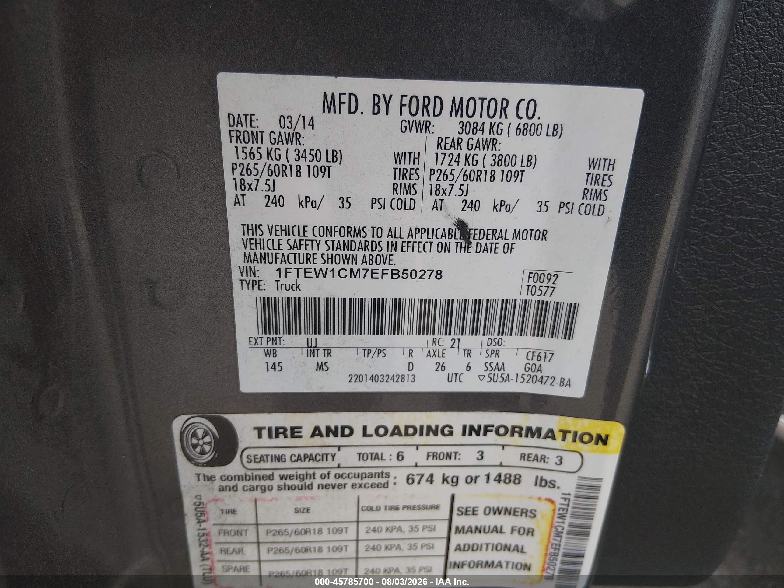 2014 Ford F-150 Xlt Gray vin: 1FTEW1CM7EFB50278