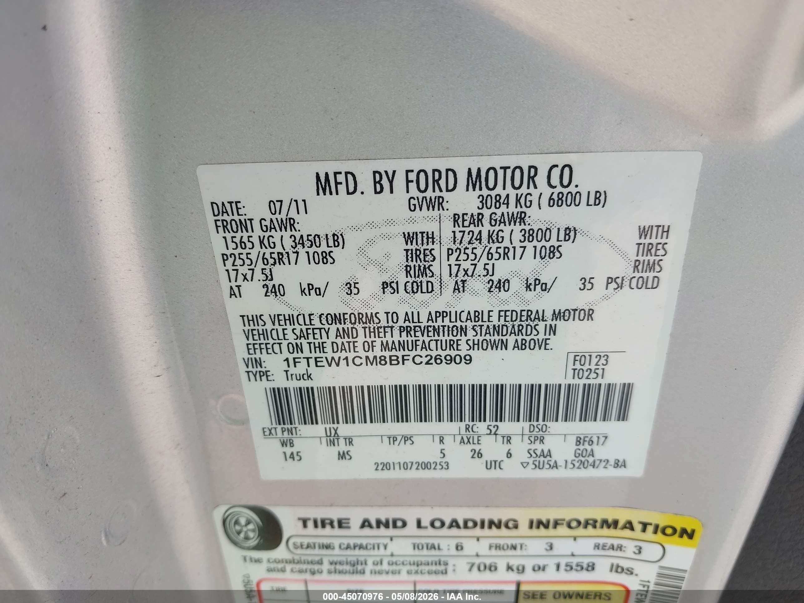 2011 Ford F-150 Xlt Silver vin: 1FTEW1CM8BFC26909