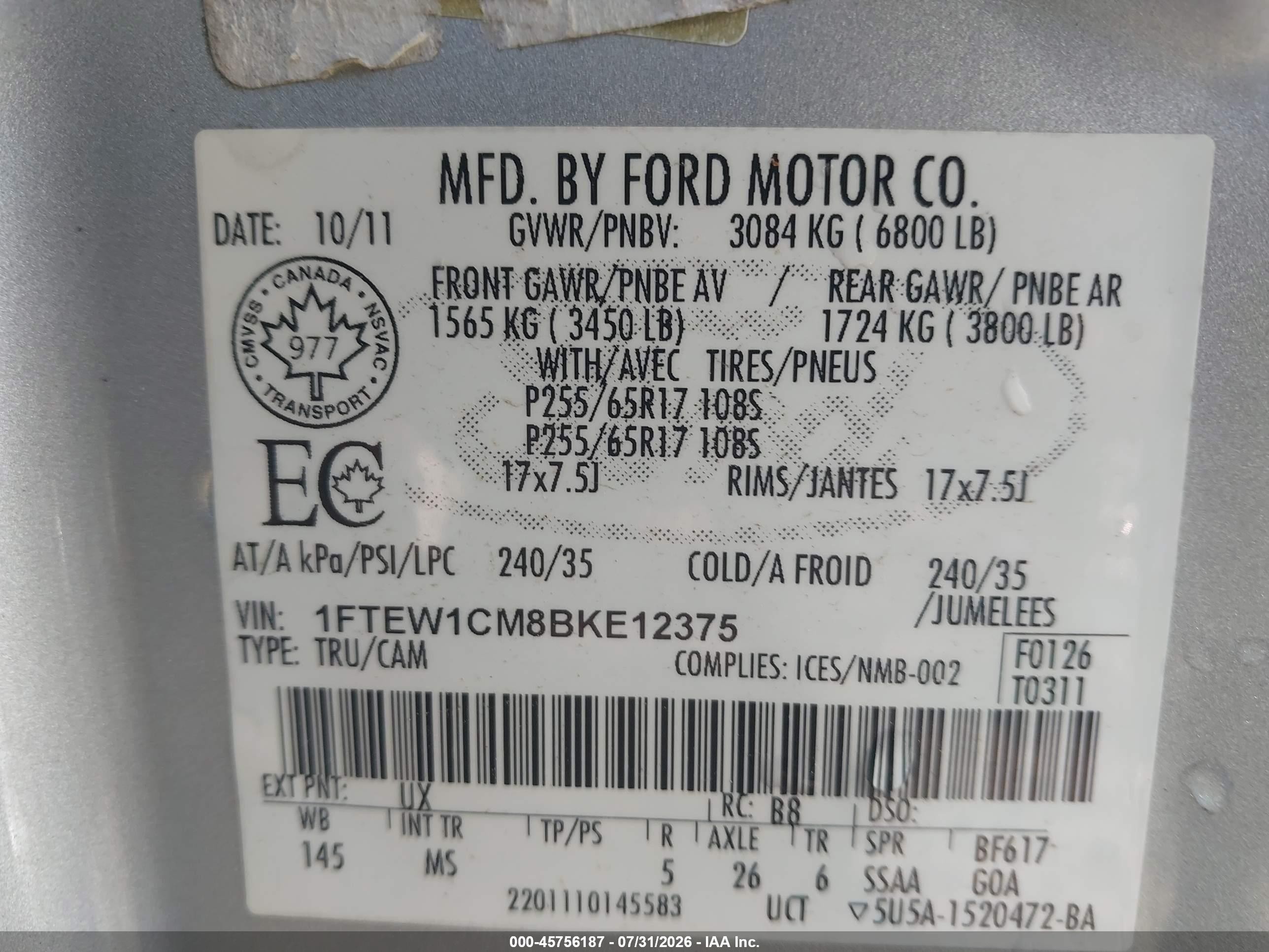 2011 Ford F-150 Xl/xlt Silver vin: 1FTEW1CM8BKE12375