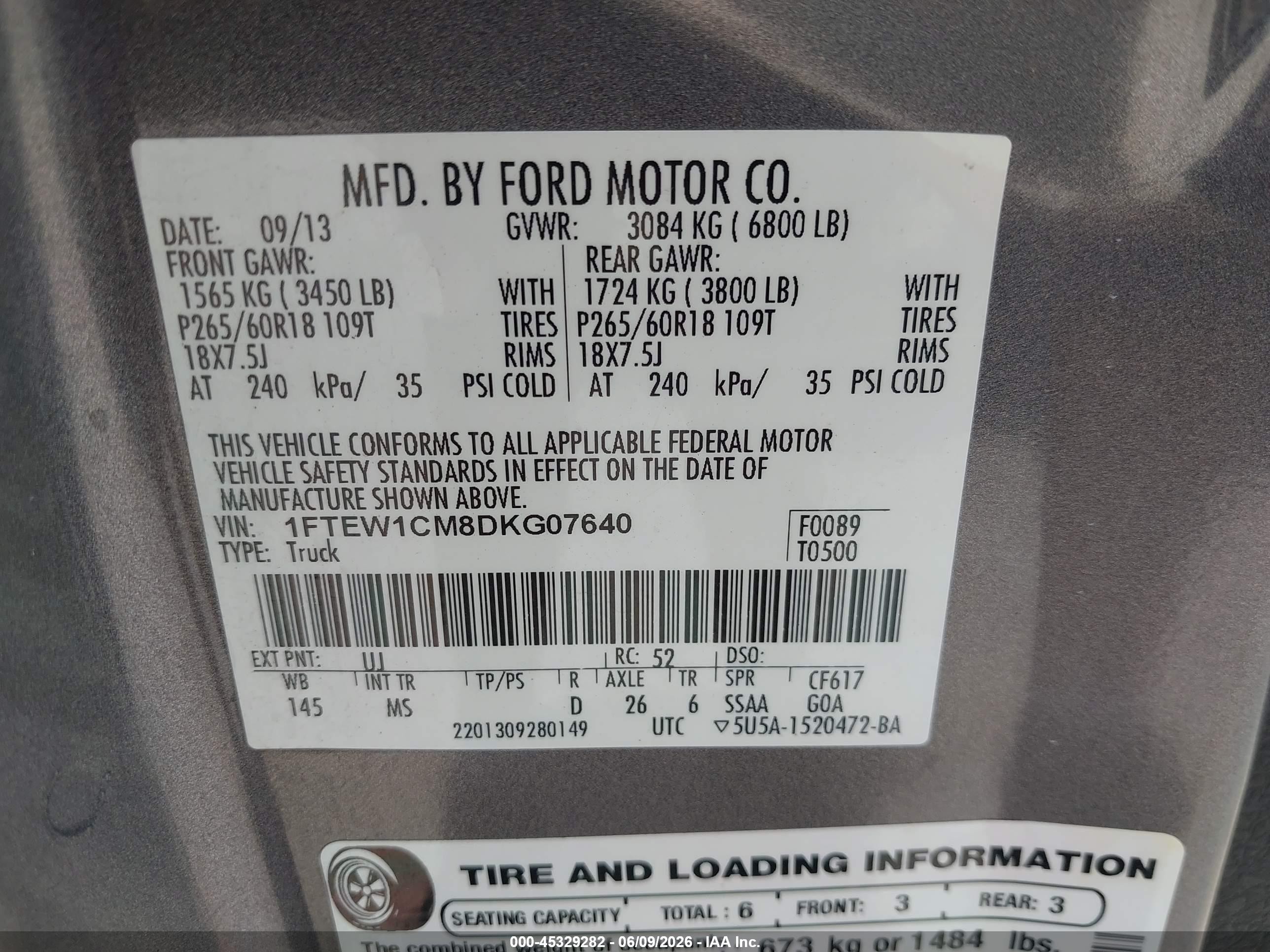 2013 Ford F-150 Xlt Gray vin: 1FTEW1CM8DKG07640