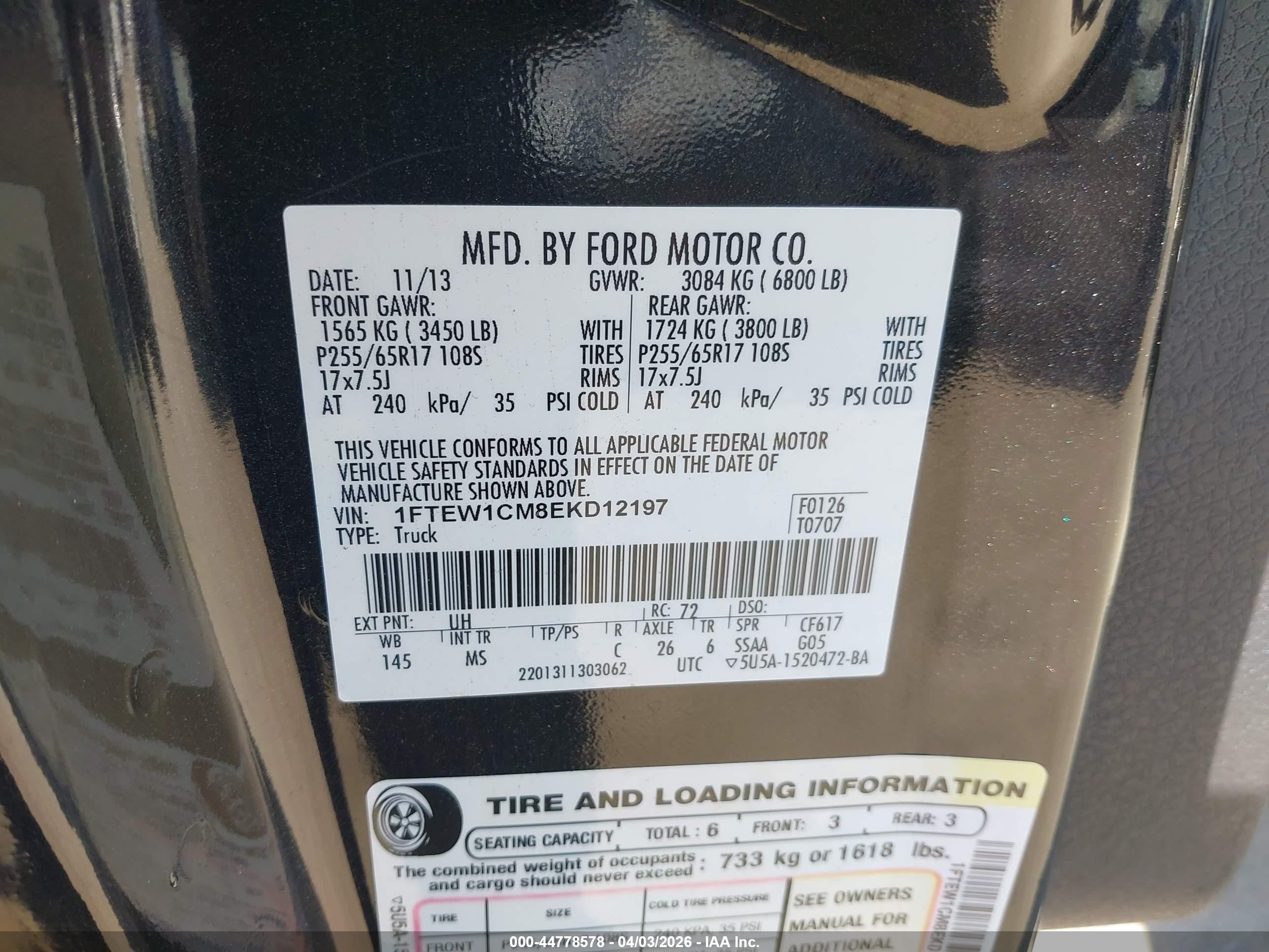 2014 Ford F-150 Xlt Black vin: 1FTEW1CM8EKD12197