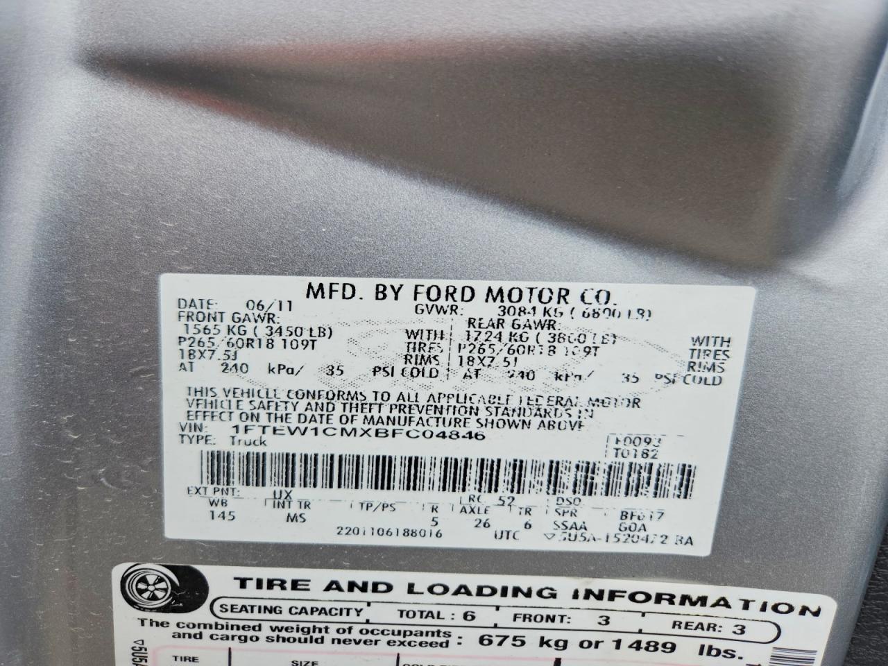 2011 Ford F150 Supercrew Silver vin: 1FTEW1CMXBFC04846